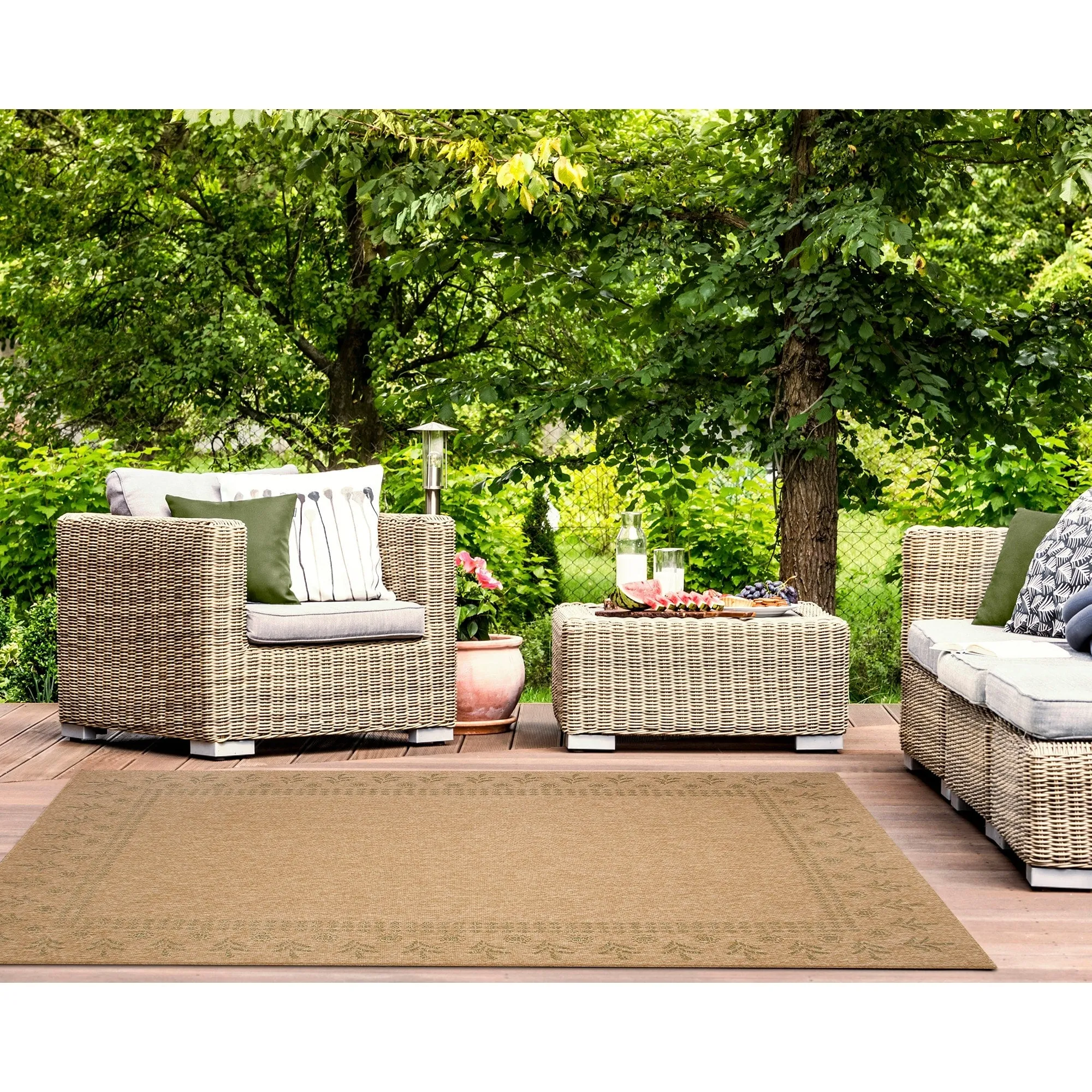 Liora Manne Sahara Block Print Border Indoor/Outdoor Rug