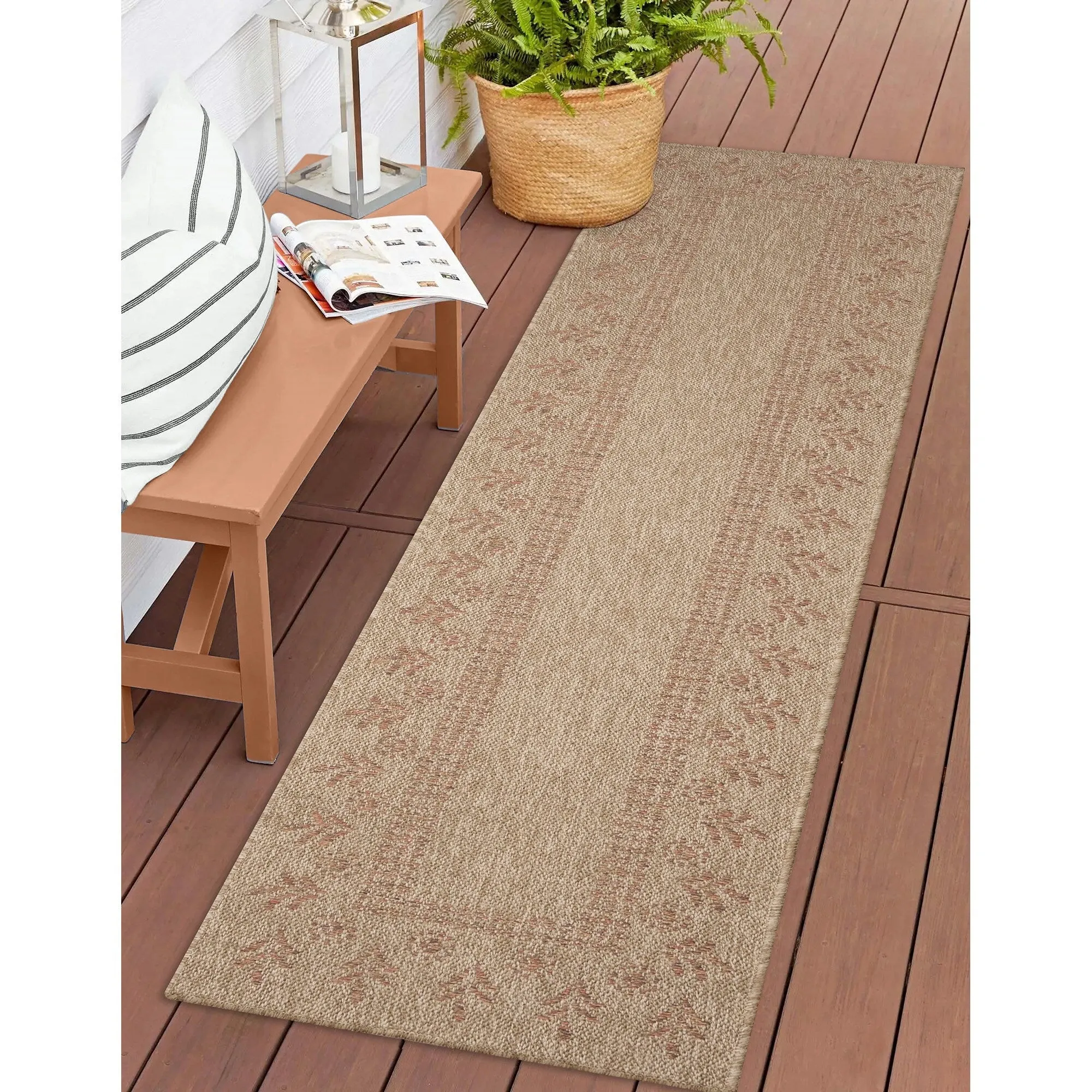 Liora Manne Sahara Block Print Border Indoor/Outdoor Rug