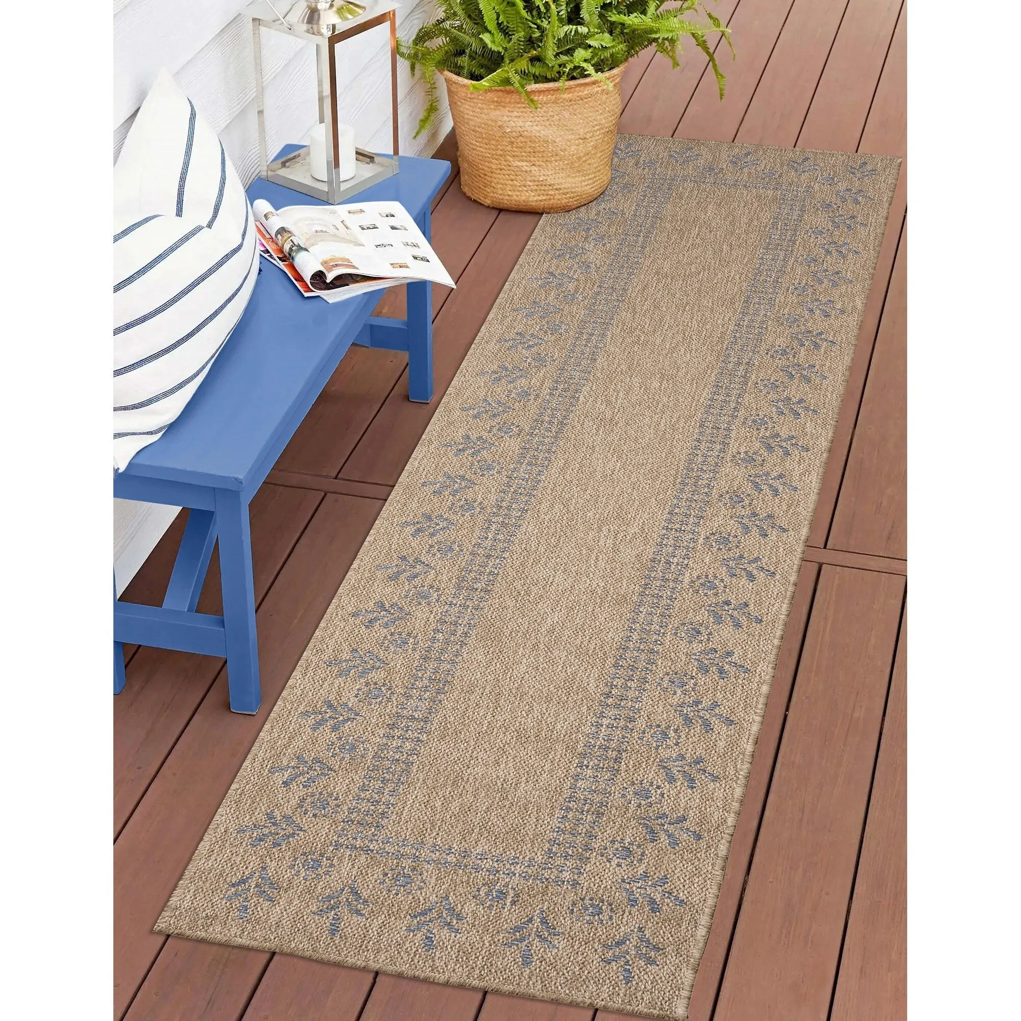 Liora Manne Sahara Block Print Border Indoor/Outdoor Rug