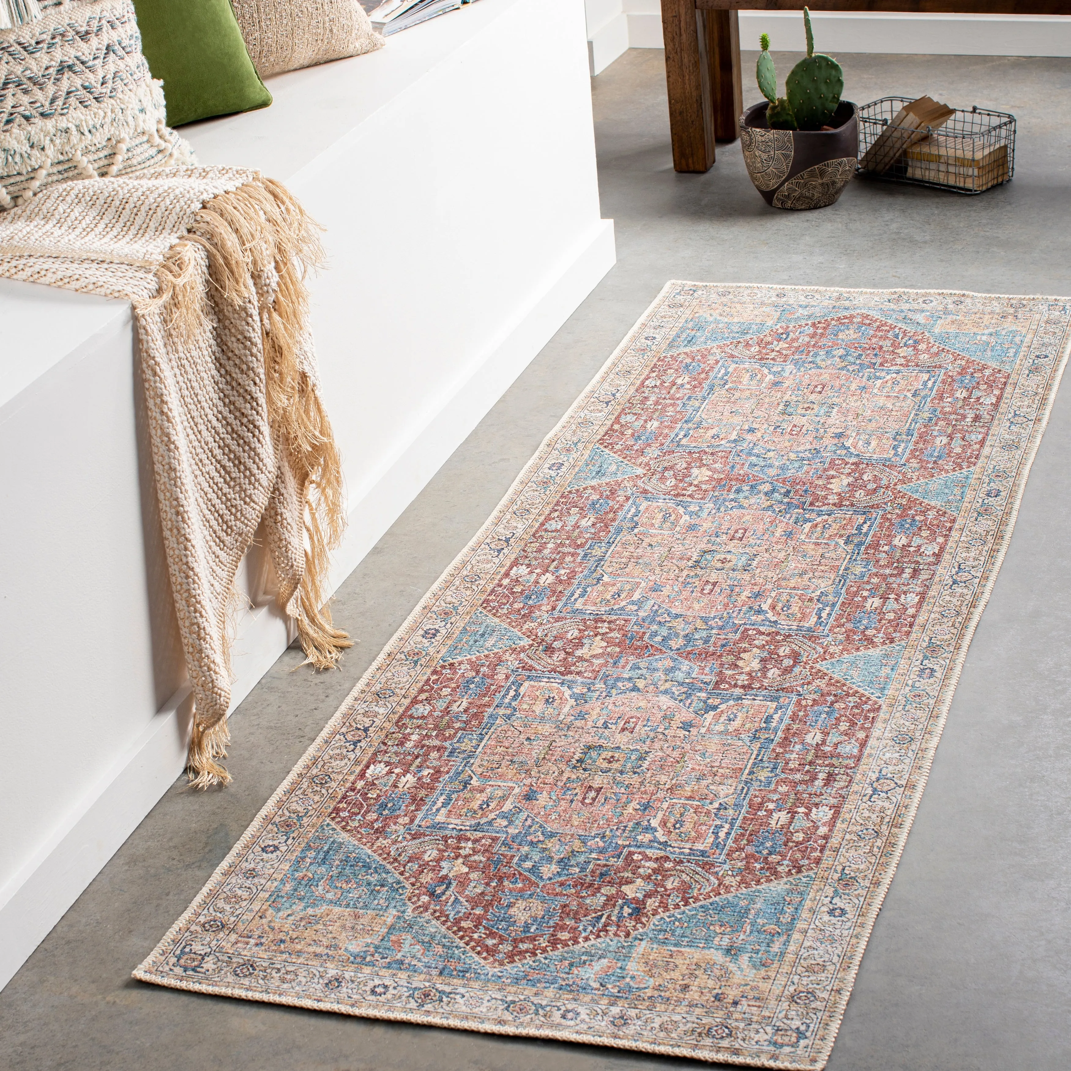 Livabliss Arabella Vintage Medallion Printed Machine Washable Area Rug