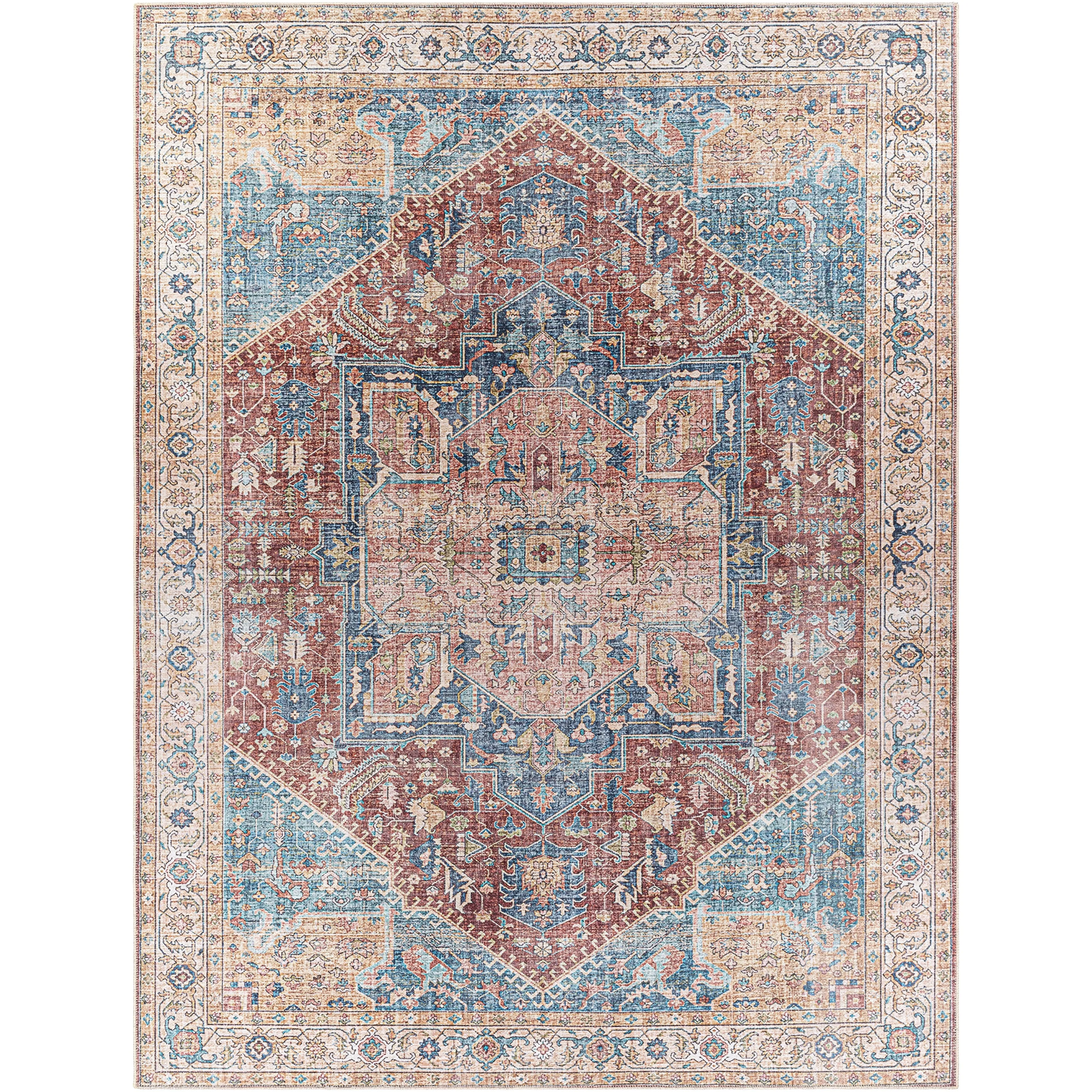 Livabliss Arabella Vintage Medallion Printed Machine Washable Area Rug