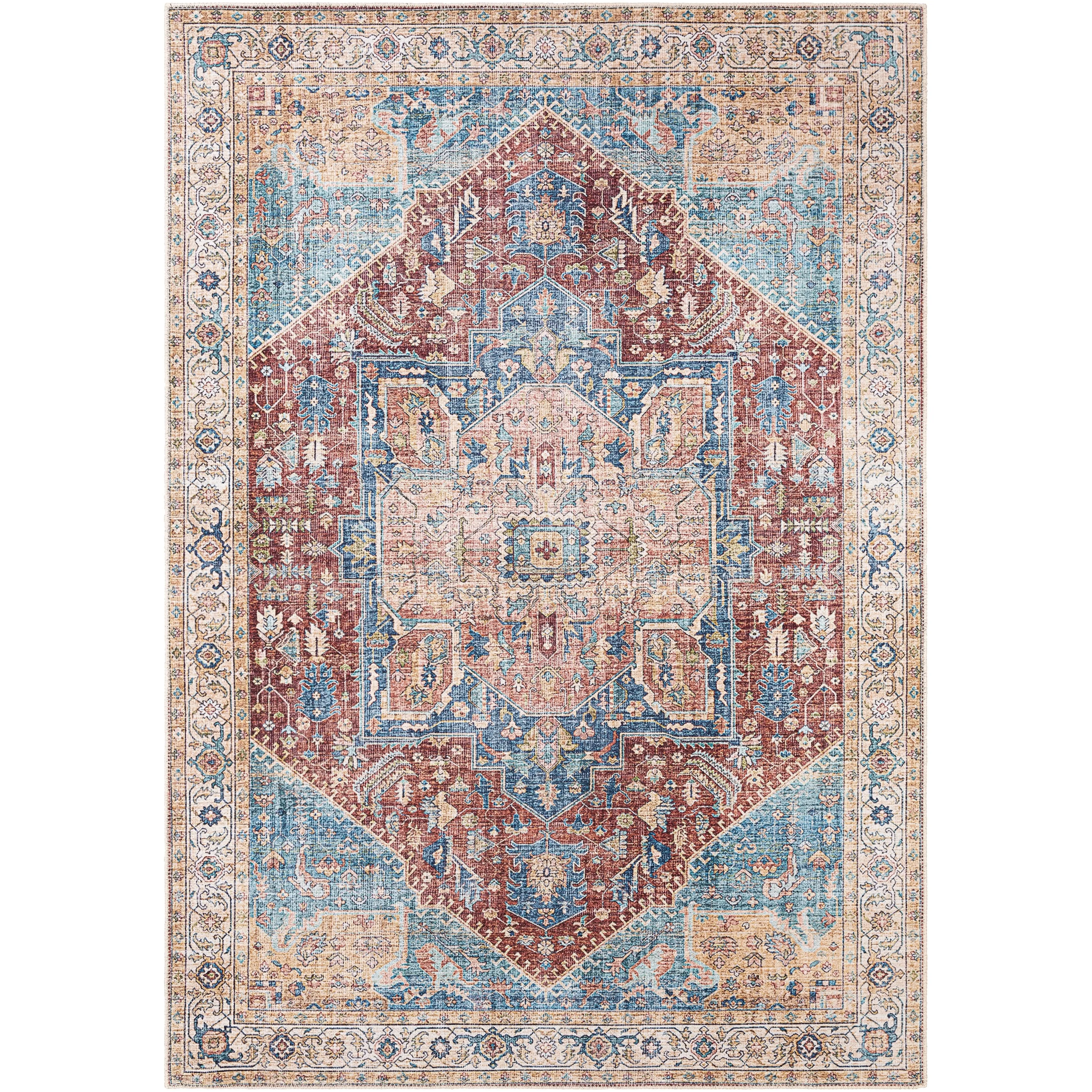 Livabliss Arabella Vintage Medallion Printed Machine Washable Area Rug