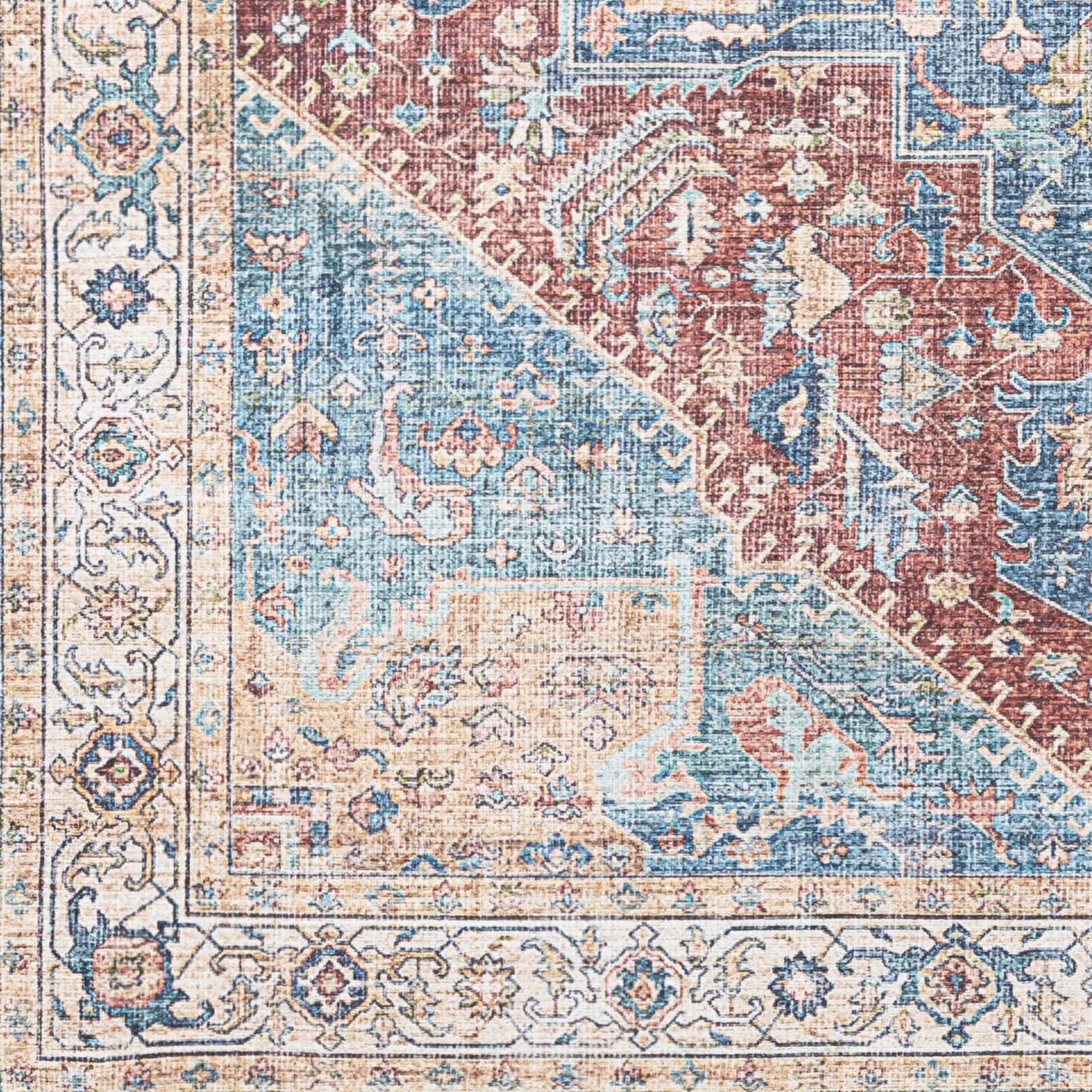 Livabliss Arabella Vintage Medallion Printed Machine Washable Area Rug
