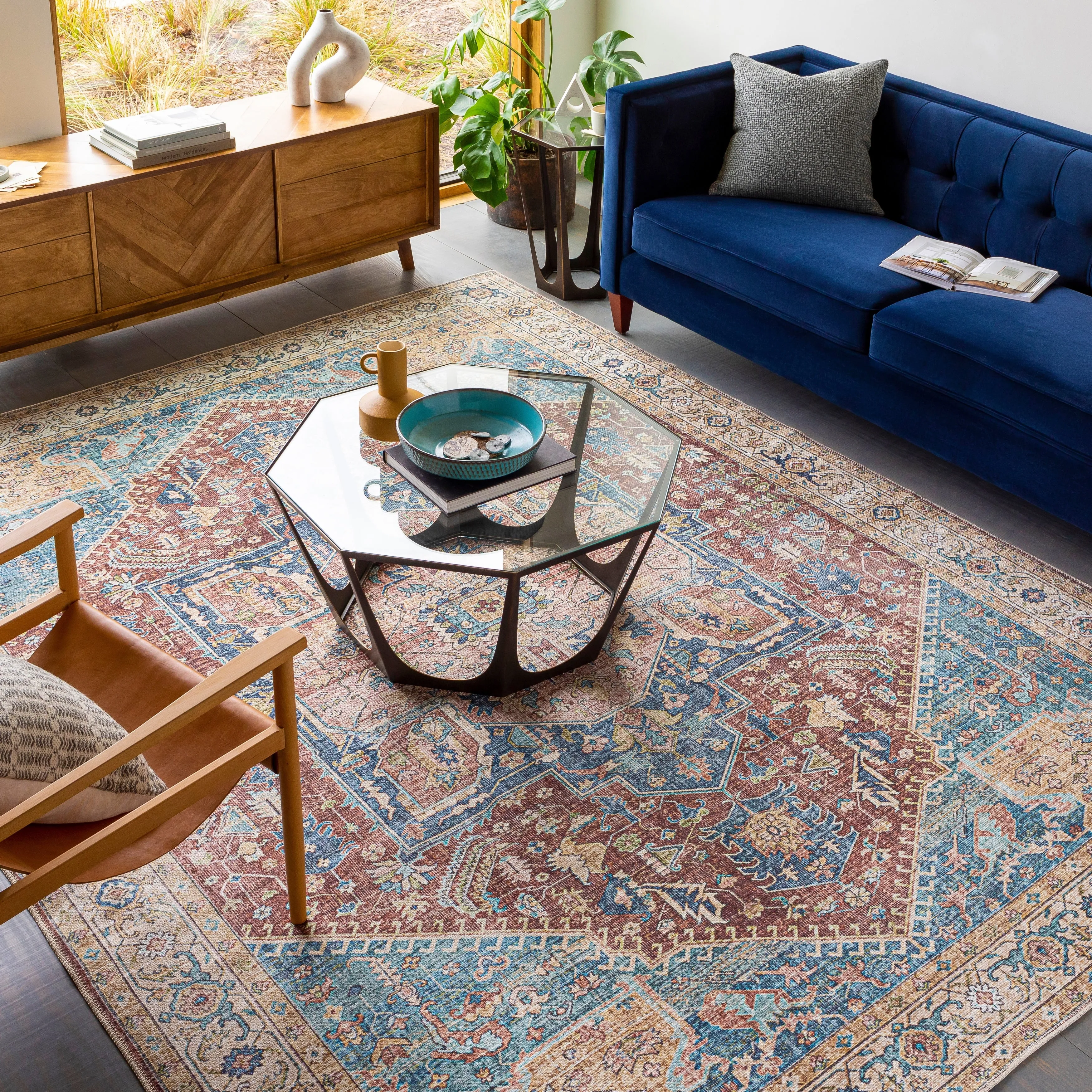Livabliss Arabella Vintage Medallion Printed Machine Washable Area Rug