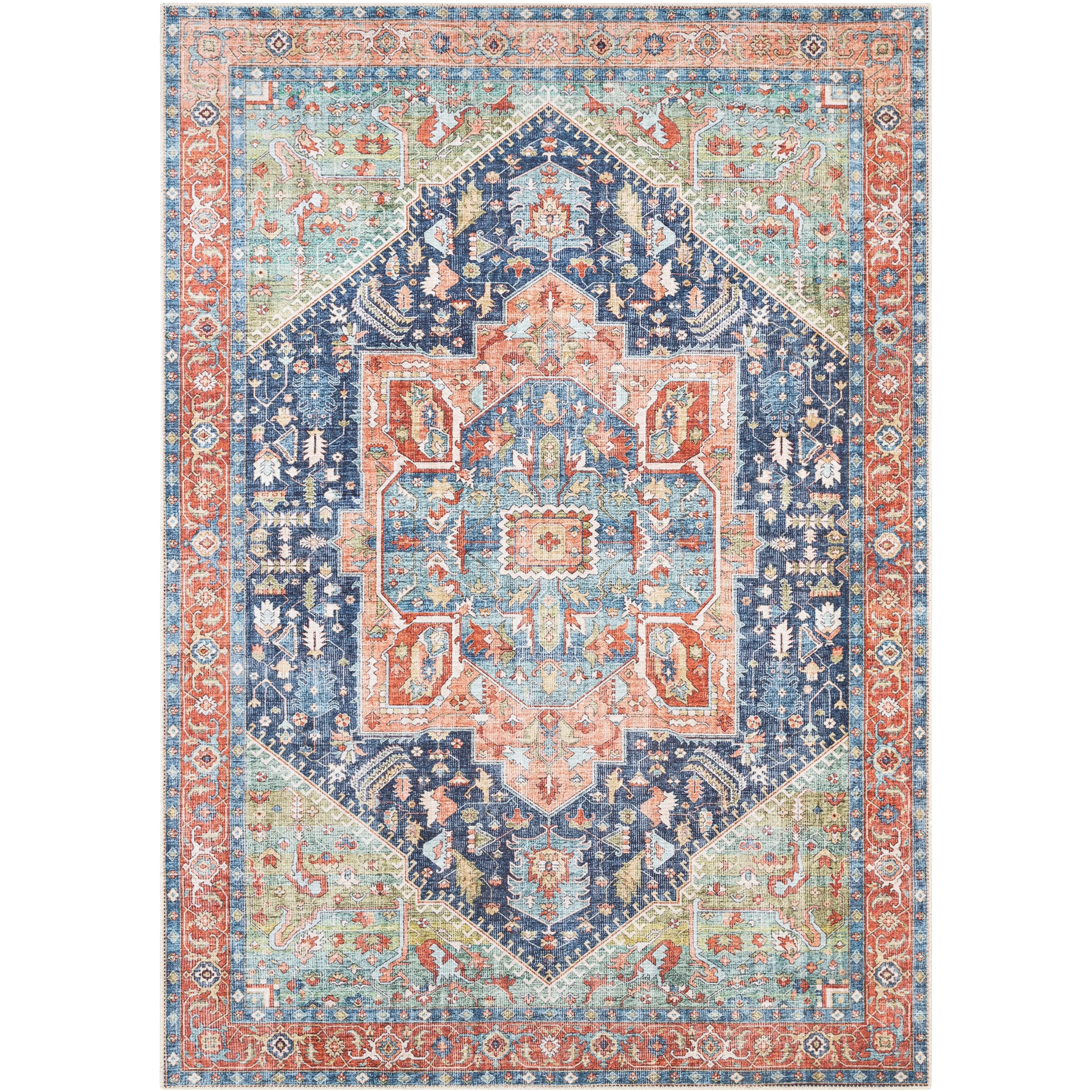 Livabliss Arabella Vintage Medallion Printed Machine Washable Area Rug