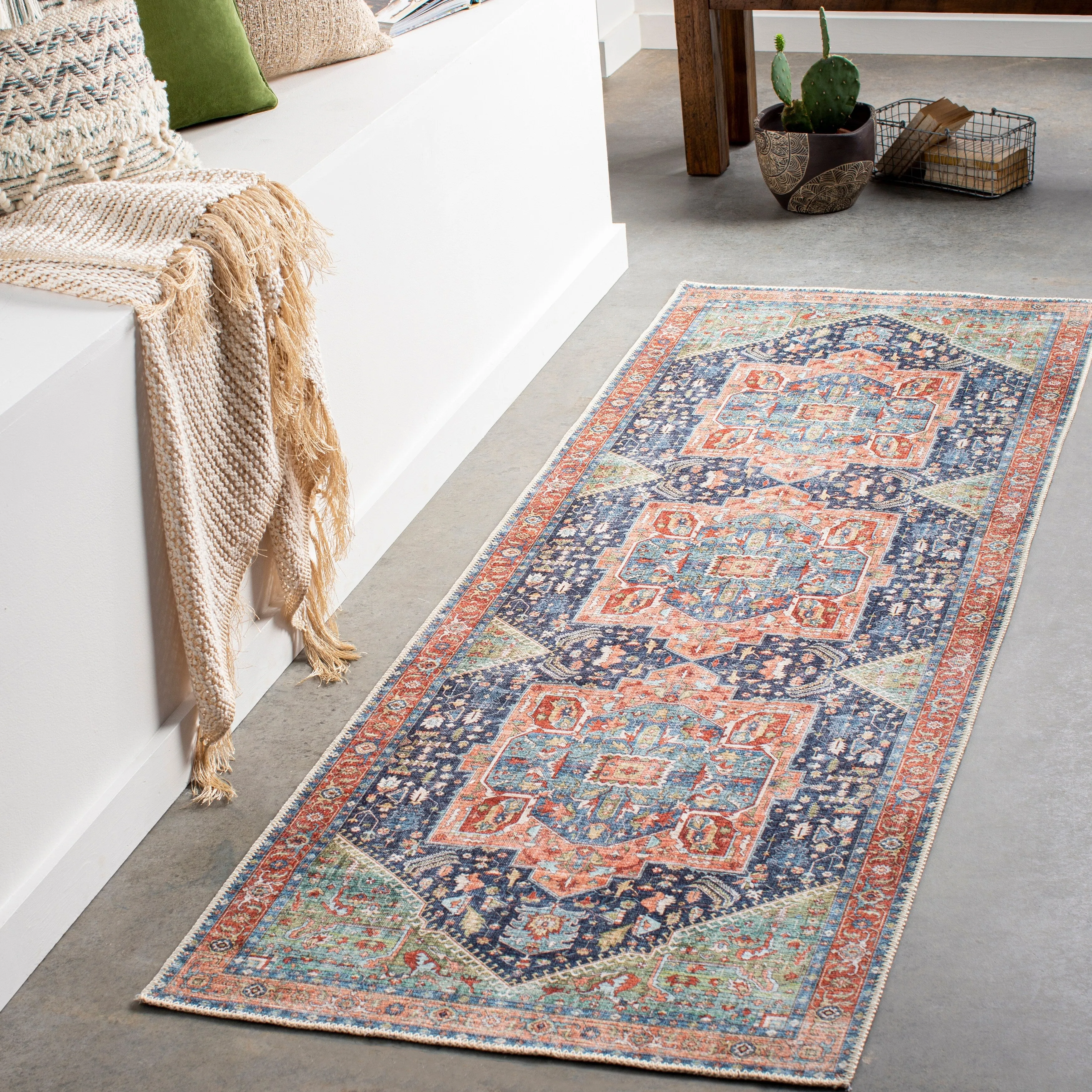 Livabliss Arabella Vintage Medallion Printed Machine Washable Area Rug