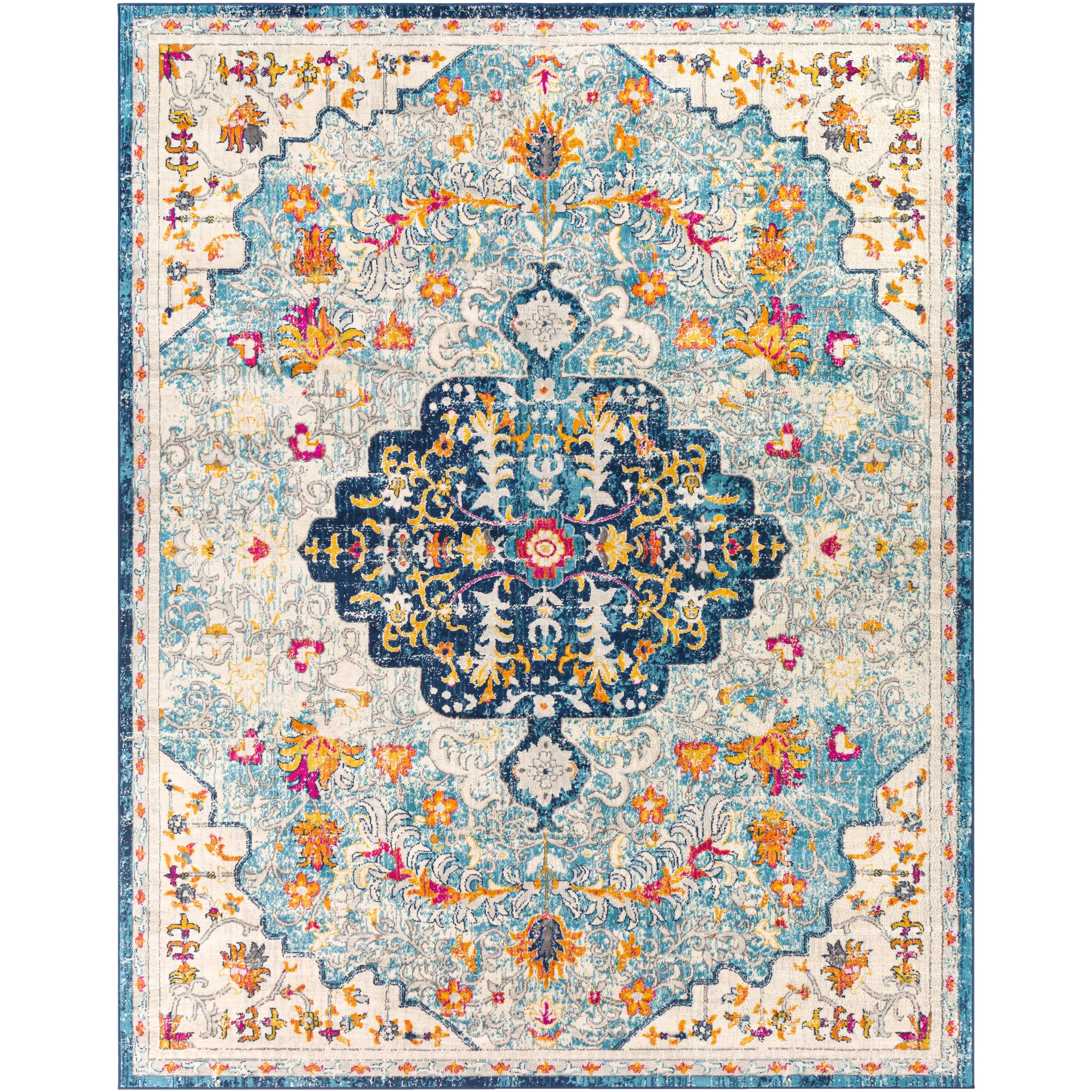 Livabliss Devonshire Distressed Boho Medallion Area Rug