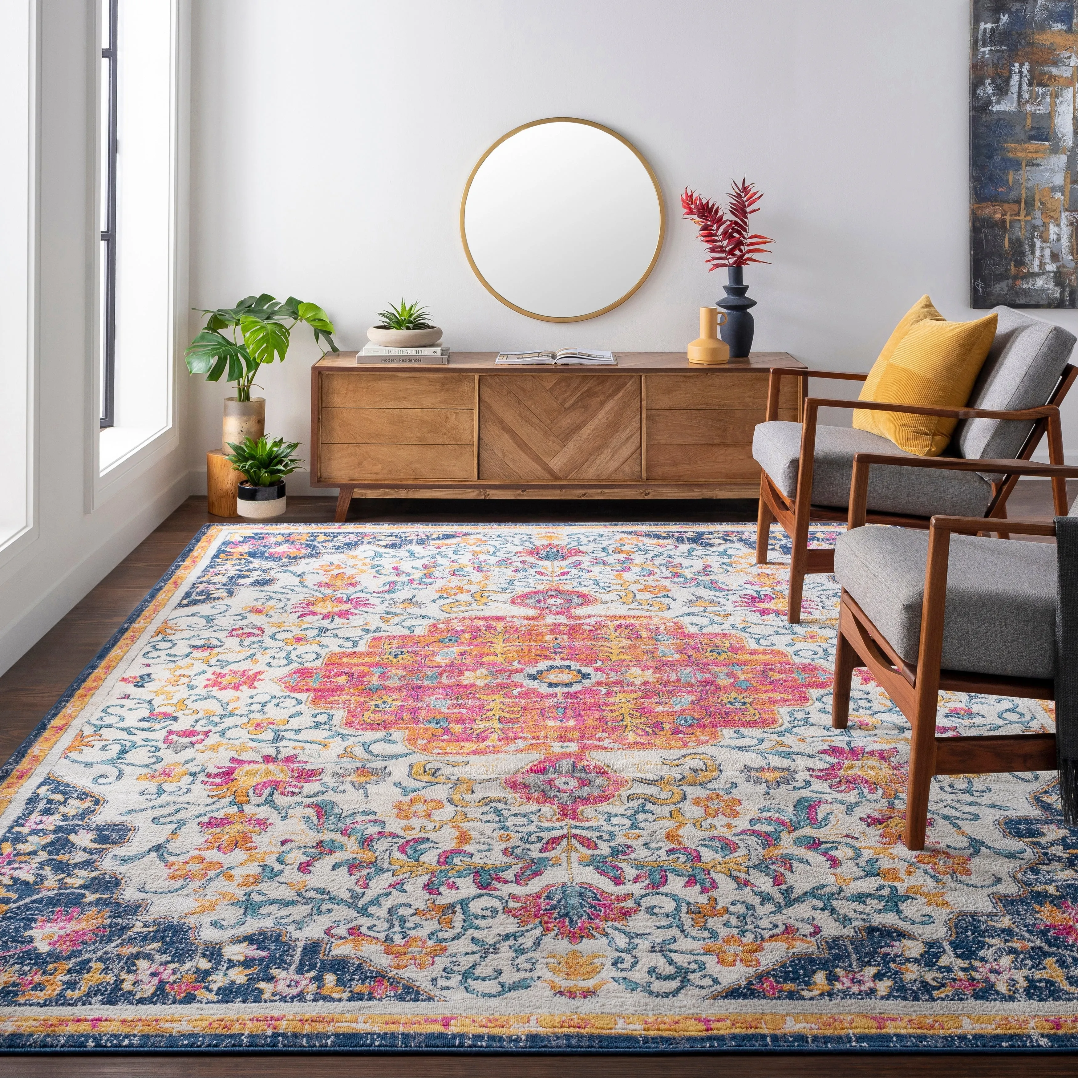 Livabliss Devonshire Distressed Boho Medallion Area Rug