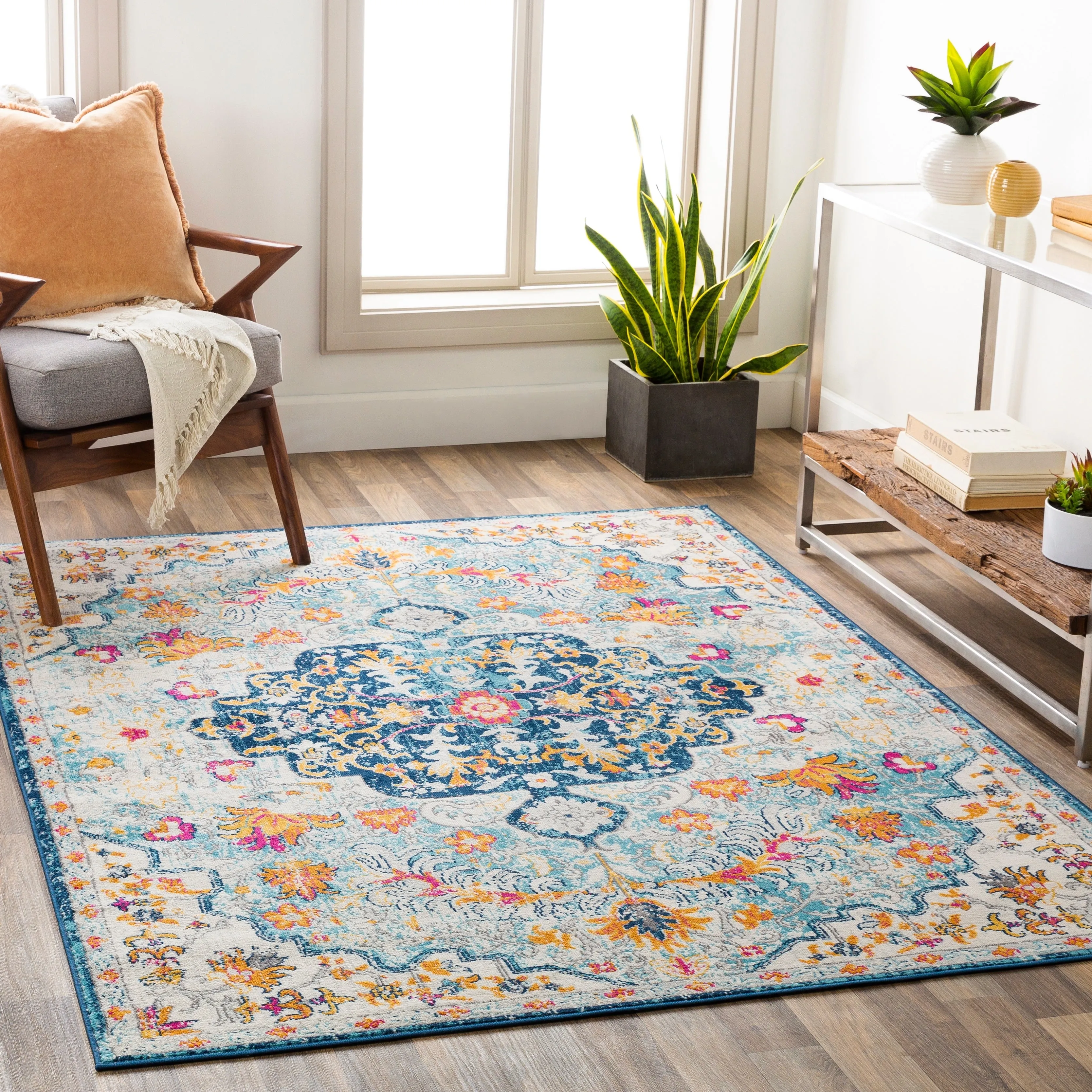 Livabliss Devonshire Distressed Boho Medallion Area Rug