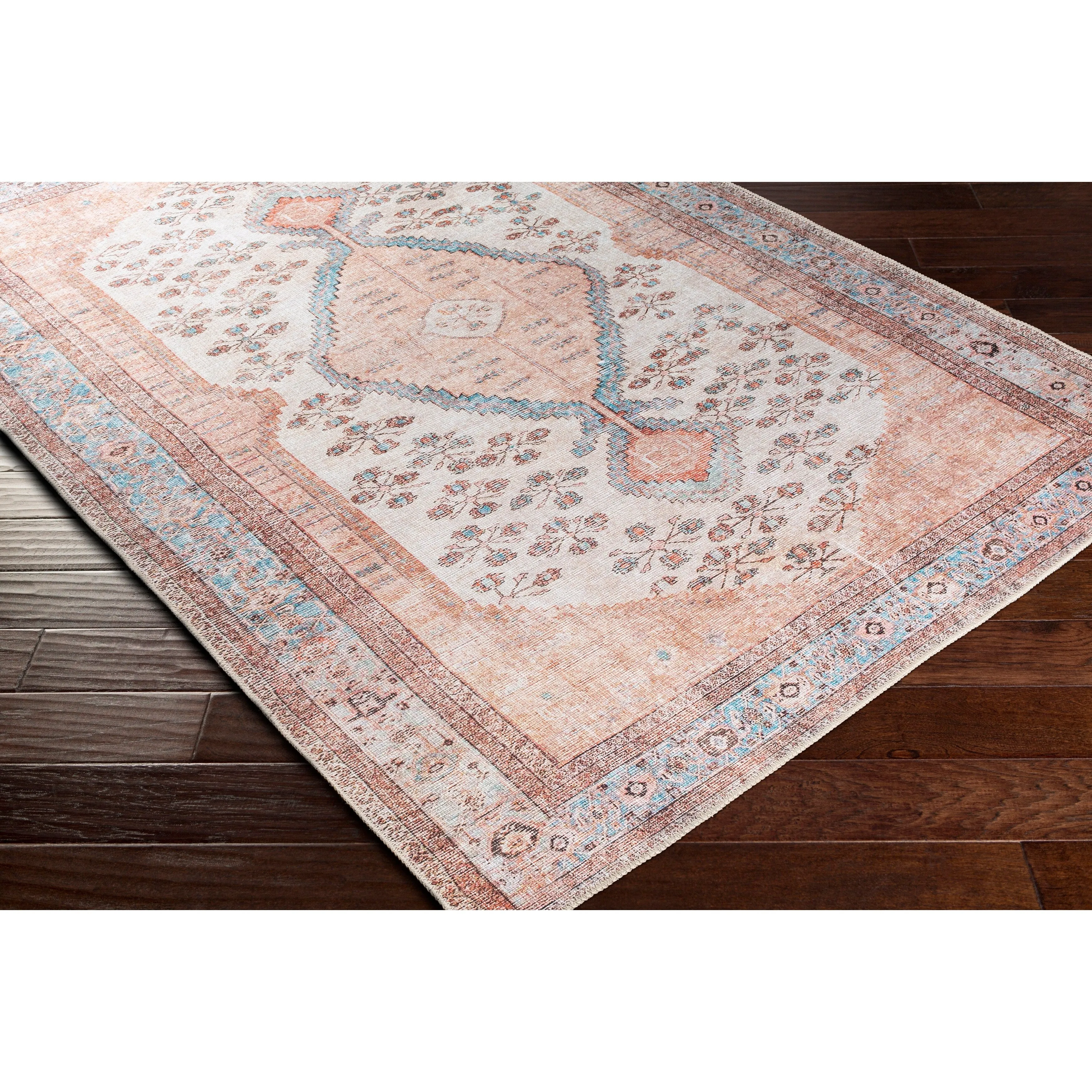 Livabliss Elena Floral Medallion Printed Machine Washable Area Rug