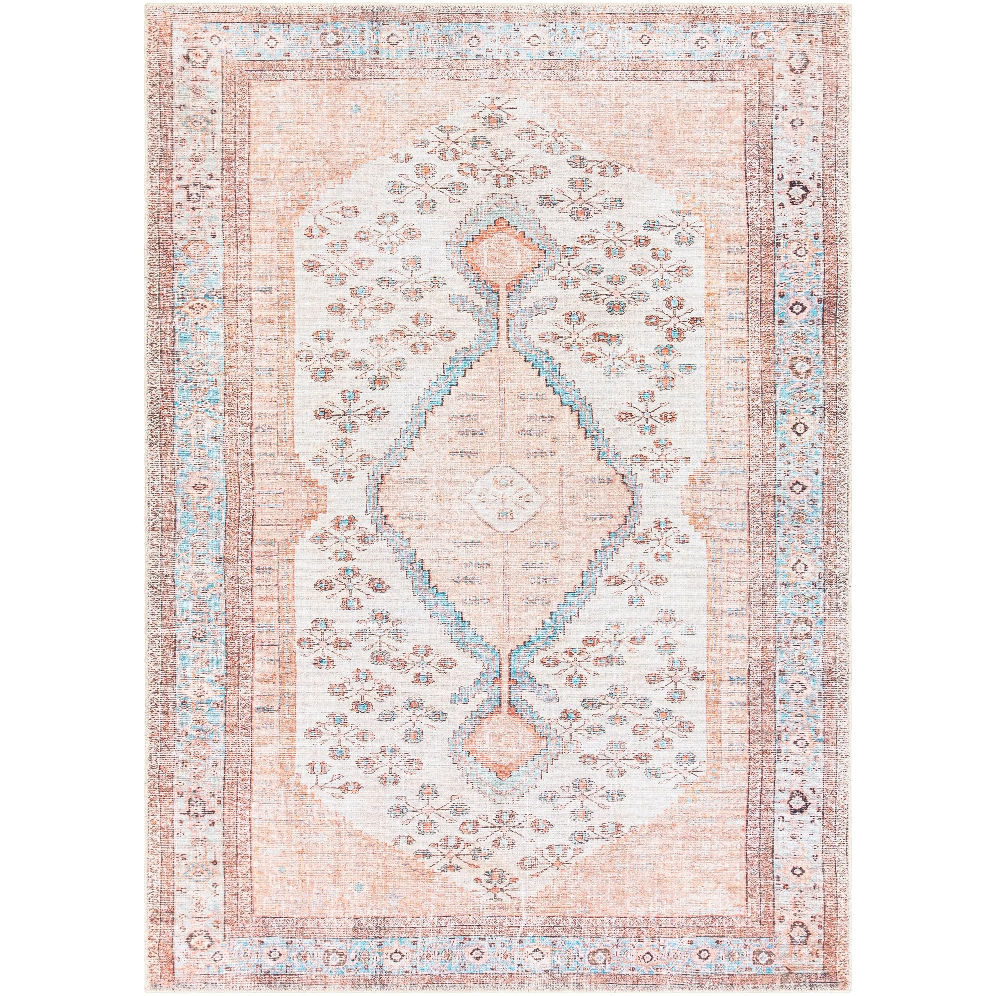 Livabliss Elena Floral Medallion Printed Machine Washable Area Rug