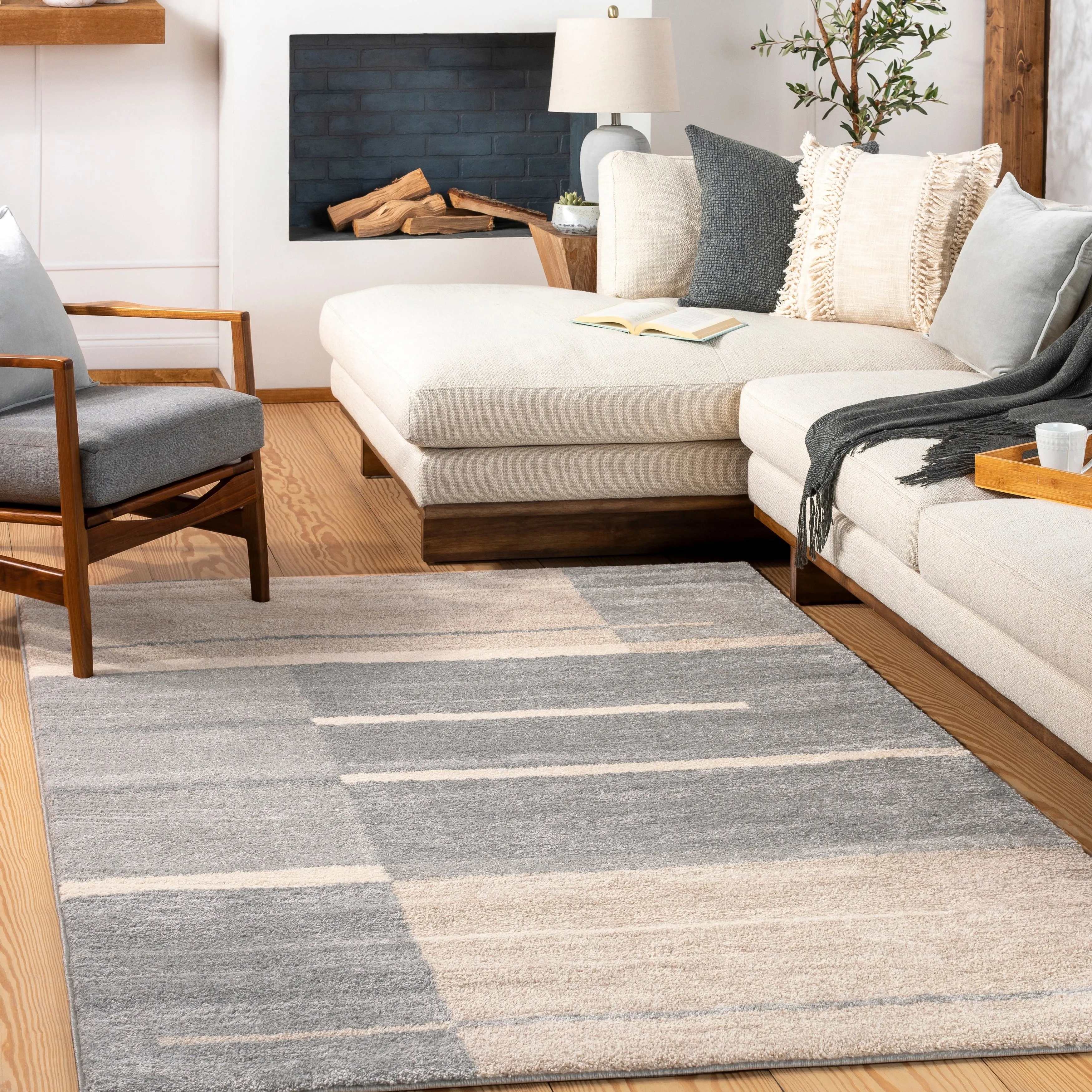 Livabliss Gladys Geometric Beige/ Grey Area Rug - 5' x 7'6