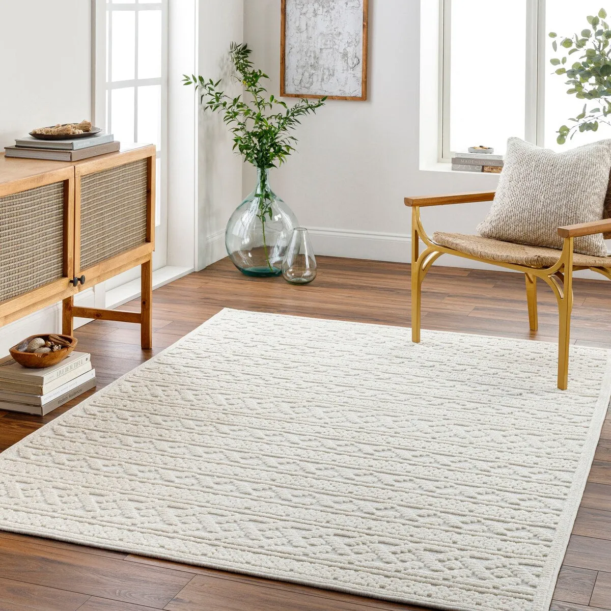 Livabliss Melitta Global Stripe Machine Washable Area Rug