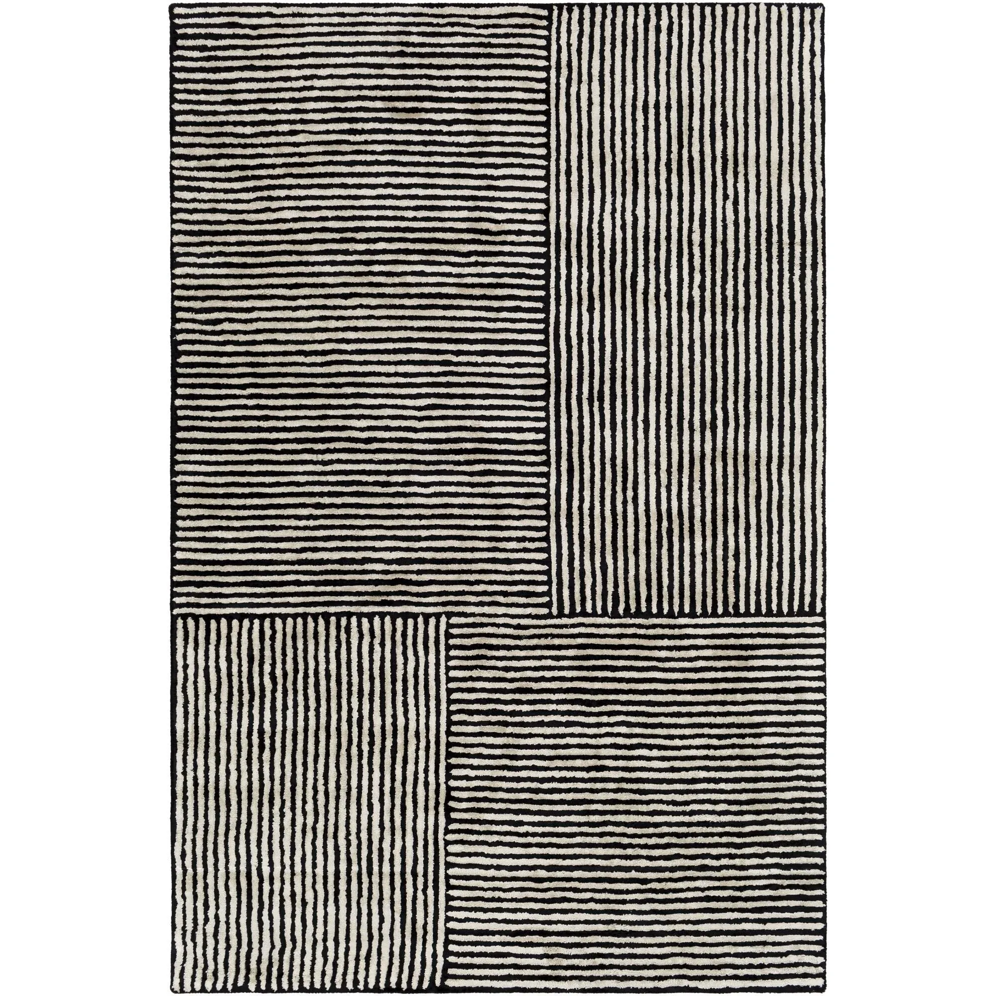 Livabliss Quartz Minimalist Stripe Hand Tufted Area Rug