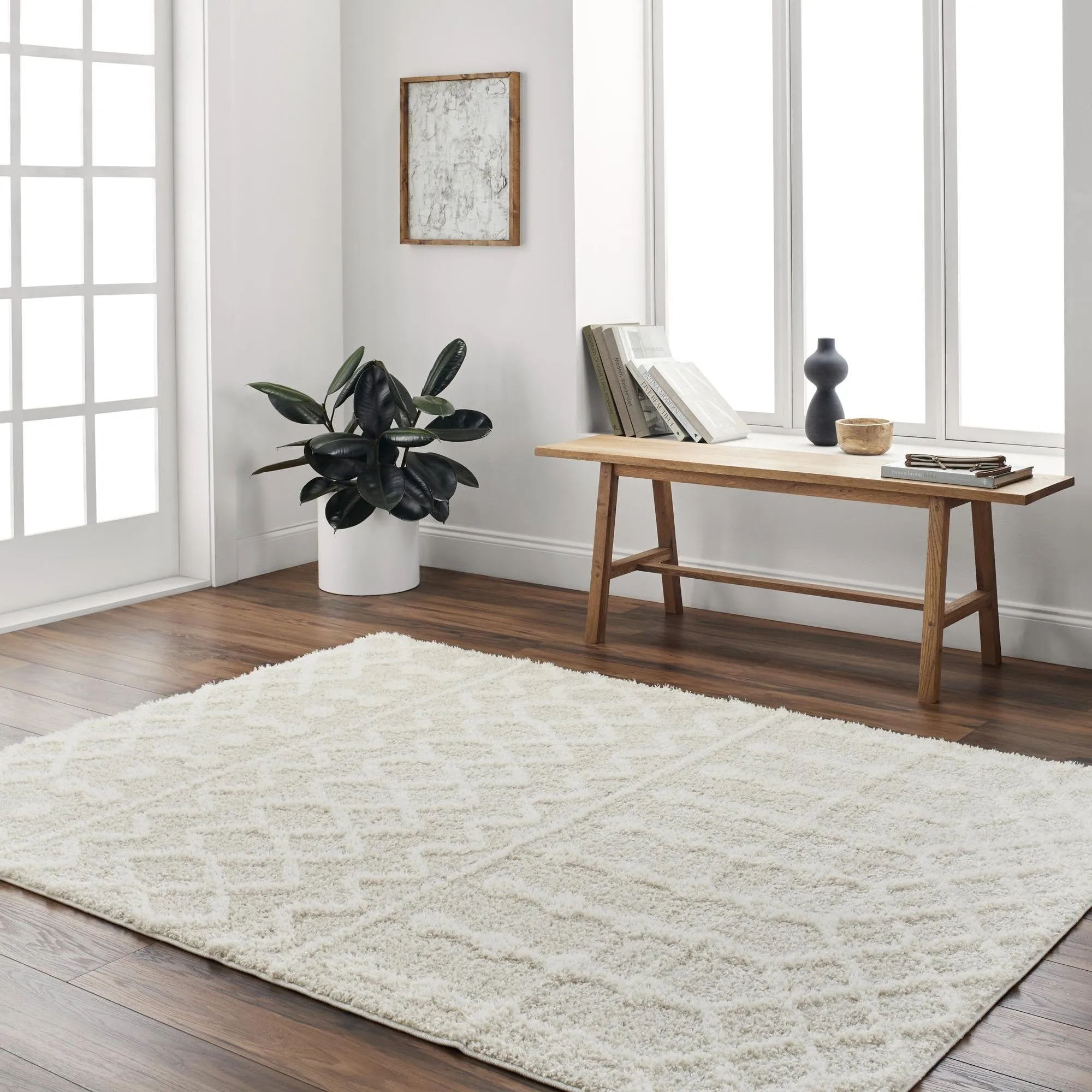 Livabliss Rodos Moroccan Diamond Plush Area Rug