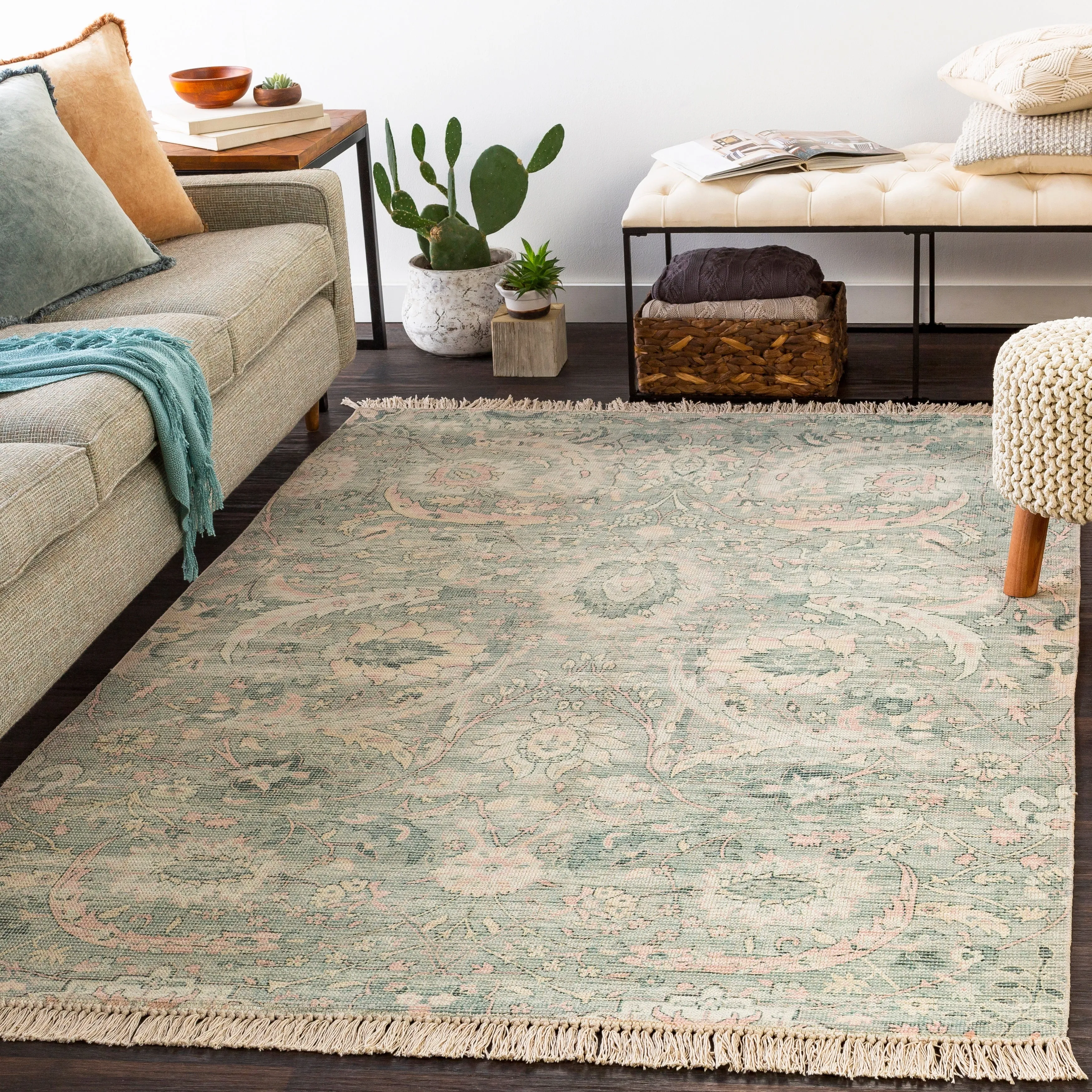 Livabliss Tina Sage Hand-woven Vintage Floral Area Rug