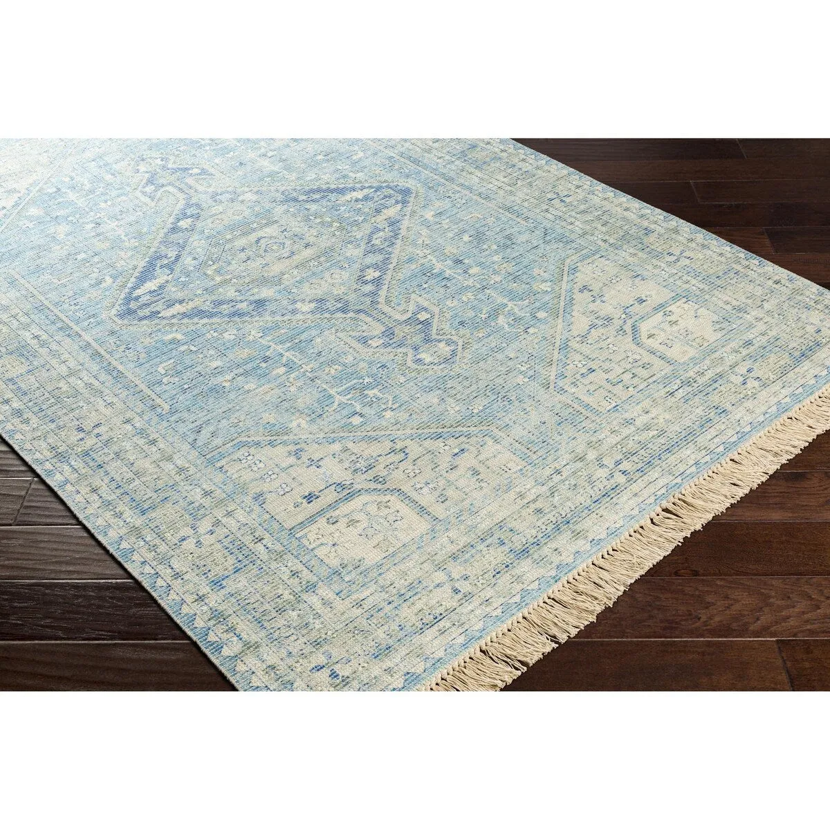 Livabliss Zainab Distressed Medallion Handmade Cotton Area Rug