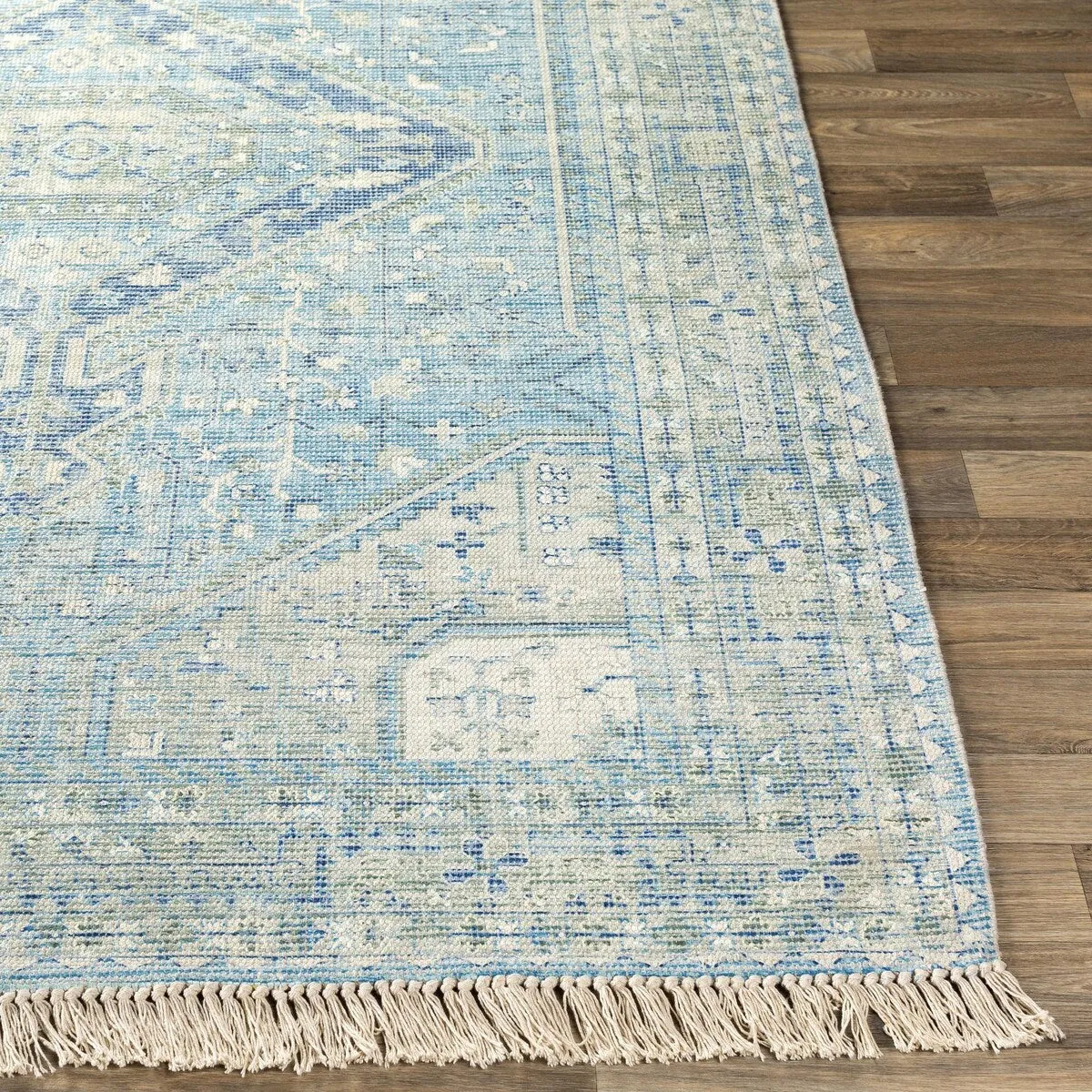 Livabliss Zainab Distressed Medallion Handmade Cotton Area Rug