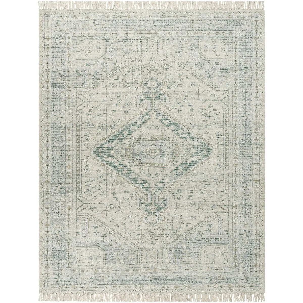 Livabliss Zainab Distressed Medallion Handmade Cotton Area Rug
