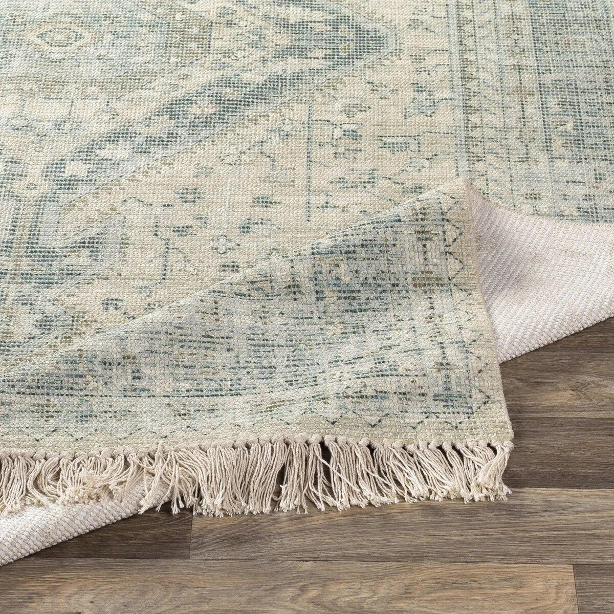 Livabliss Zainab Distressed Medallion Handmade Cotton Area Rug