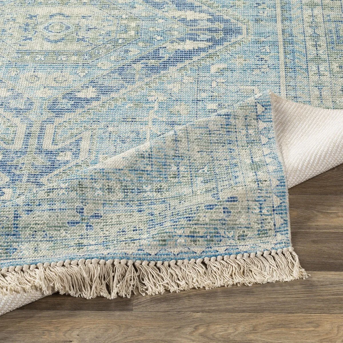 Livabliss Zainab Distressed Medallion Handmade Cotton Area Rug