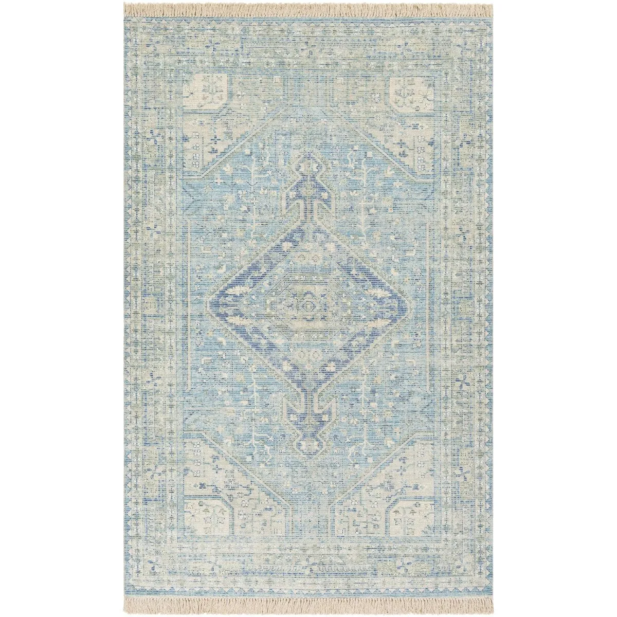 Livabliss Zainab Distressed Medallion Handmade Cotton Area Rug