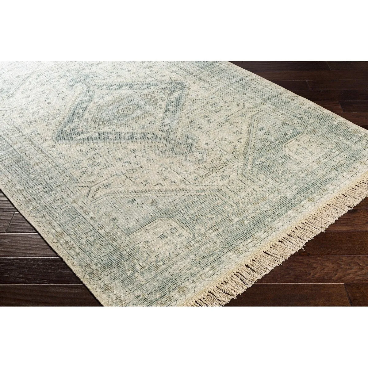 Livabliss Zainab Distressed Medallion Handmade Cotton Area Rug