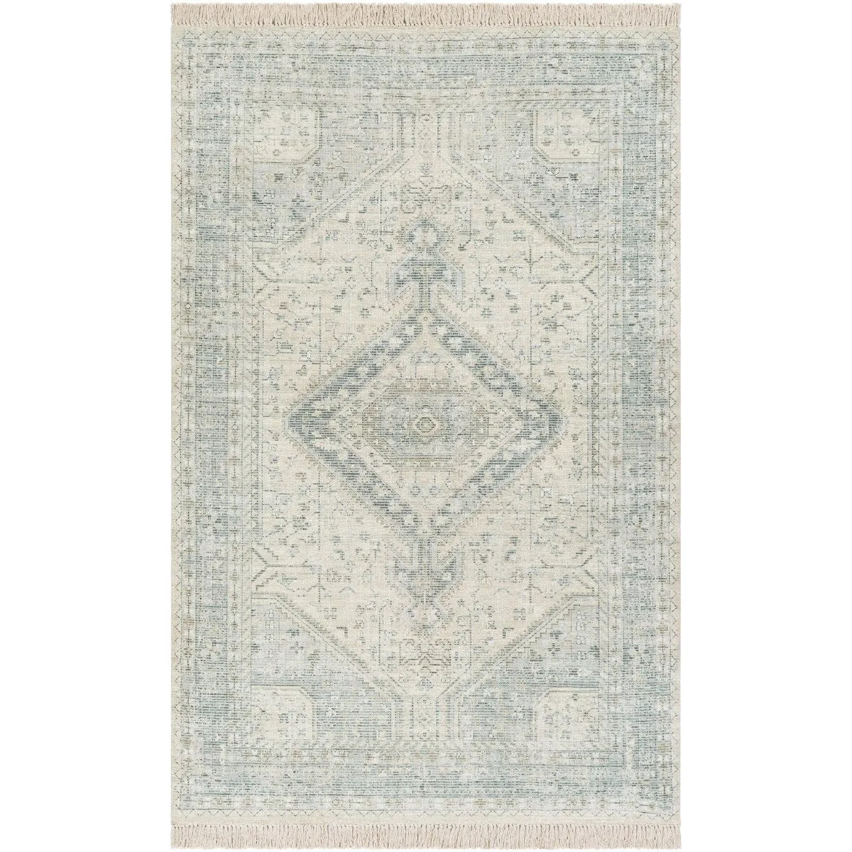Livabliss Zainab Distressed Medallion Handmade Cotton Area Rug
