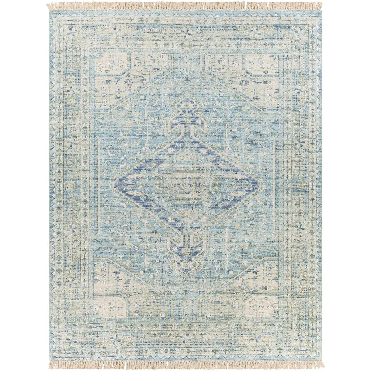Livabliss Zainab Distressed Medallion Handmade Cotton Area Rug