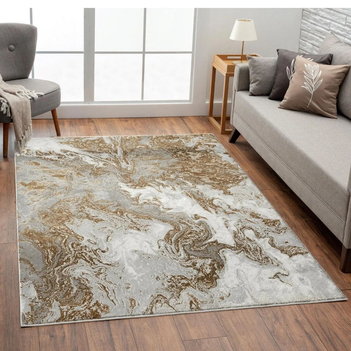 Luxe Weavers Marble Abstract Area Rug. Non-Shedding Carpet