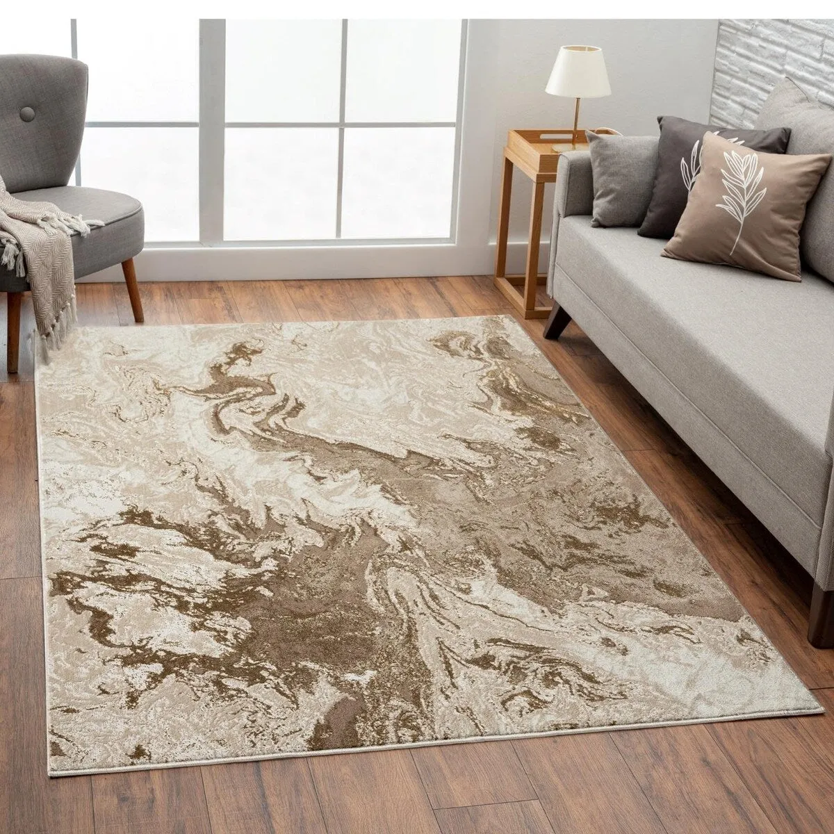 Luxe Weavers Marble Abstract Area Rug. Non-Shedding Carpet