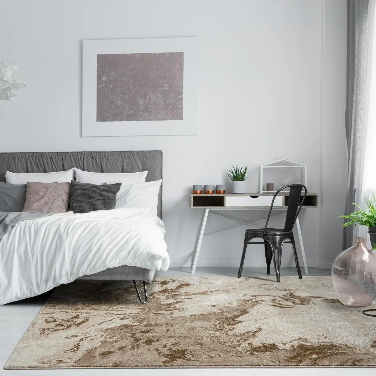 Luxe Weavers Marble Abstract Area Rug. Non-Shedding Carpet