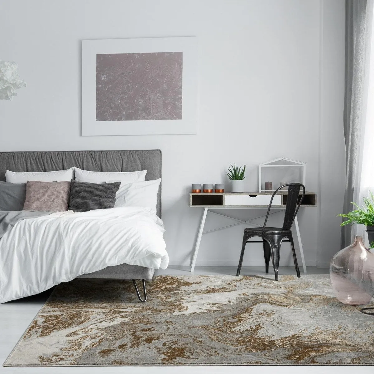 Luxe Weavers Marble Abstract Area Rug. Non-Shedding Carpet