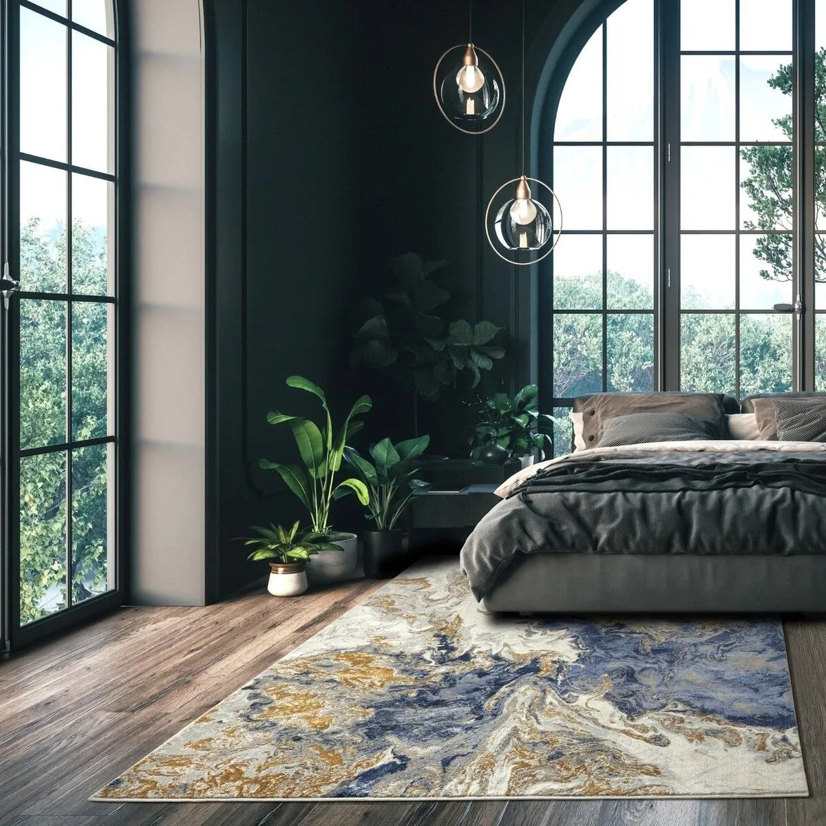 Luxe Weavers Marble Abstract Area Rug. Non-Shedding Carpet