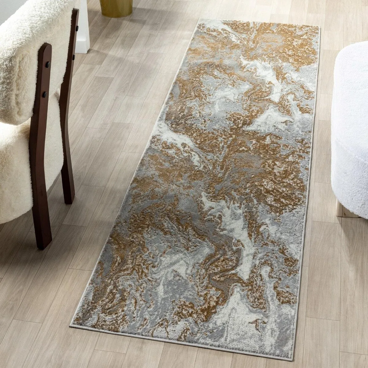 Luxe Weavers Marble Abstract Area Rug. Non-Shedding Carpet