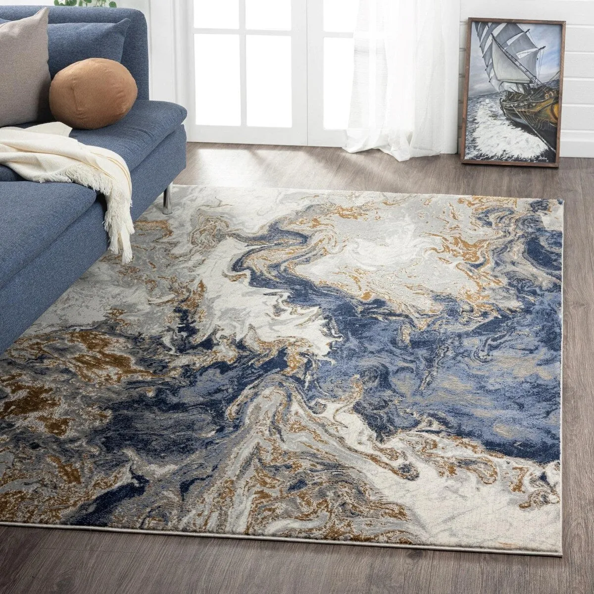 Luxe Weavers Marble Abstract Area Rug. Non-Shedding Carpet