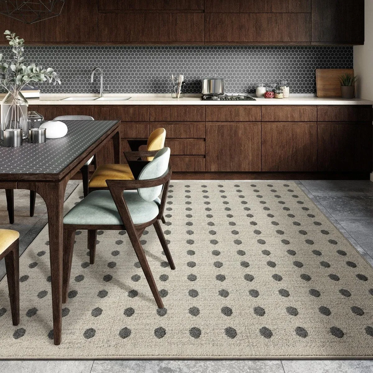 Luxe Weavers Modern Geometric Dots Area Rug. Indoor Carpet