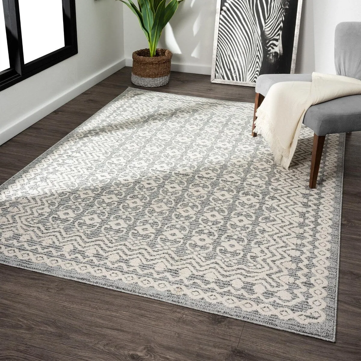 Luxe Weavers Moroccan Trellis Area Rug. Modern Floral Stain Resistant Carpet
