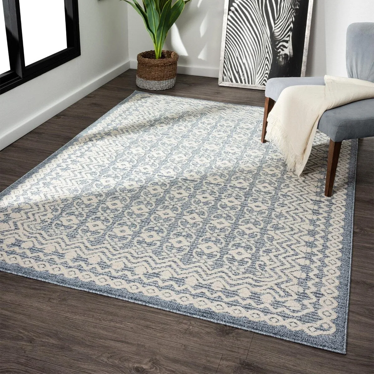 Luxe Weavers Moroccan Trellis Area Rug. Modern Floral Stain Resistant Carpet