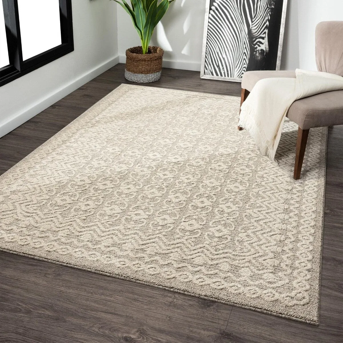 Luxe Weavers Moroccan Trellis Area Rug. Modern Floral Stain Resistant Carpet