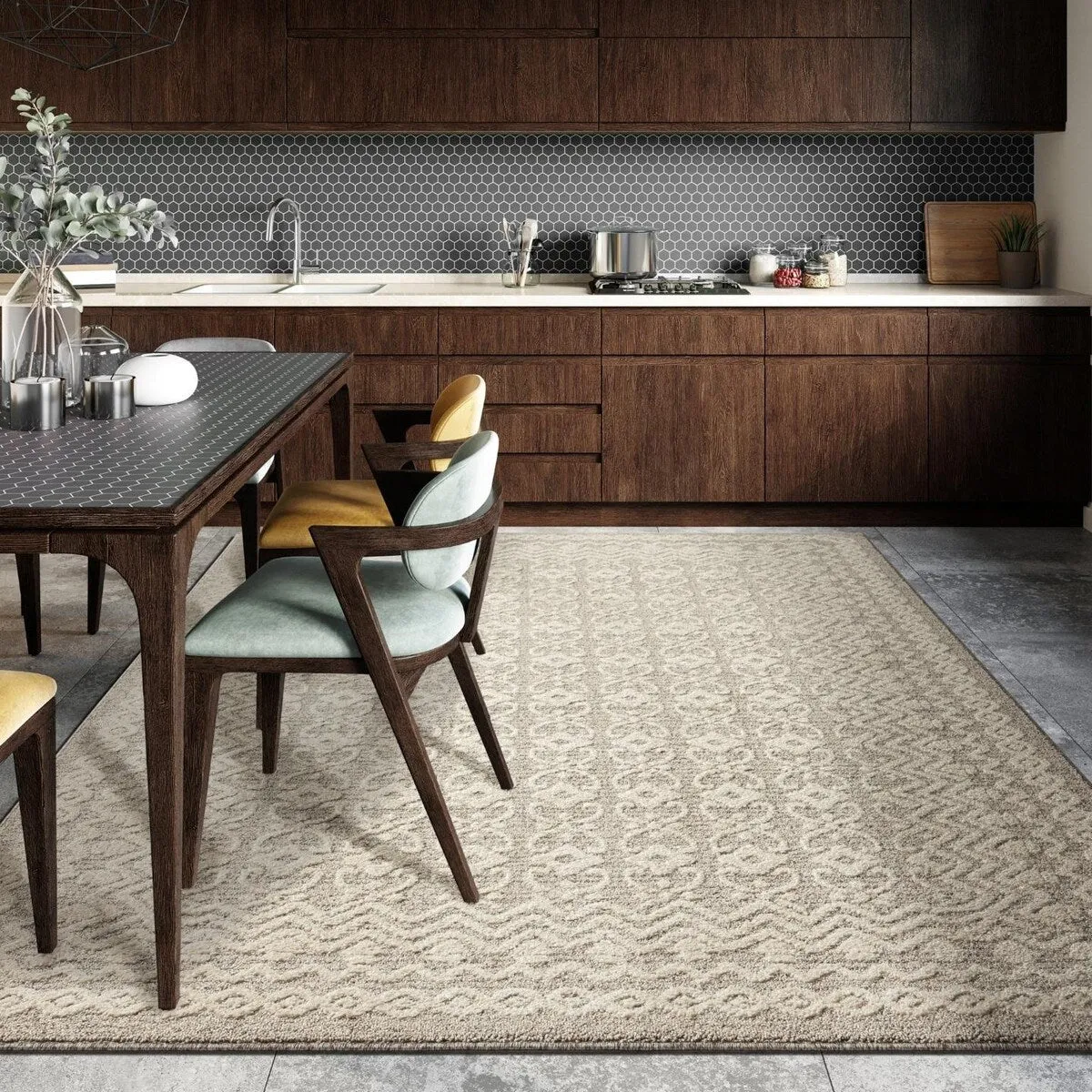 Luxe Weavers Moroccan Trellis Area Rug. Modern Floral Stain Resistant Carpet