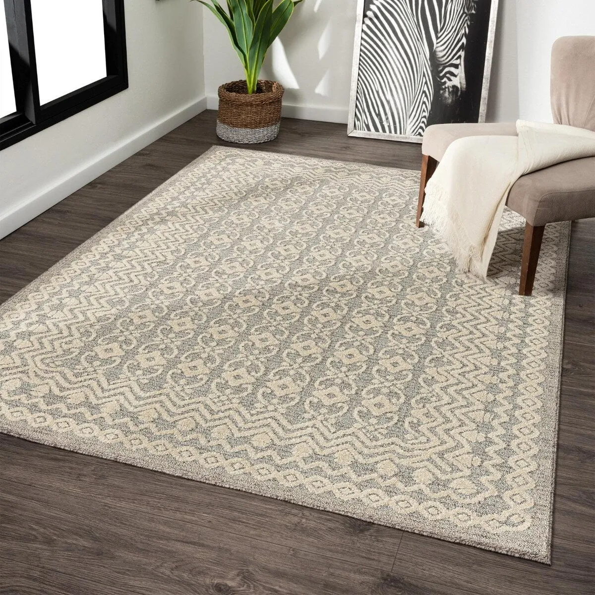 Luxe Weavers Moroccan Trellis Area Rug. Modern Floral Stain Resistant Carpet