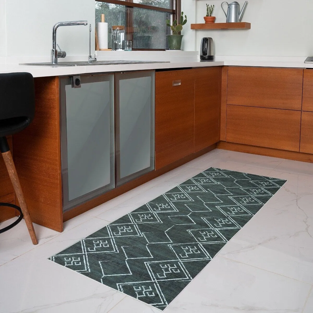 Machine Washable-Eco-Friendly Area Rug With Non-Slip Backing Aspen Tribal Moroccan Bohemian Design