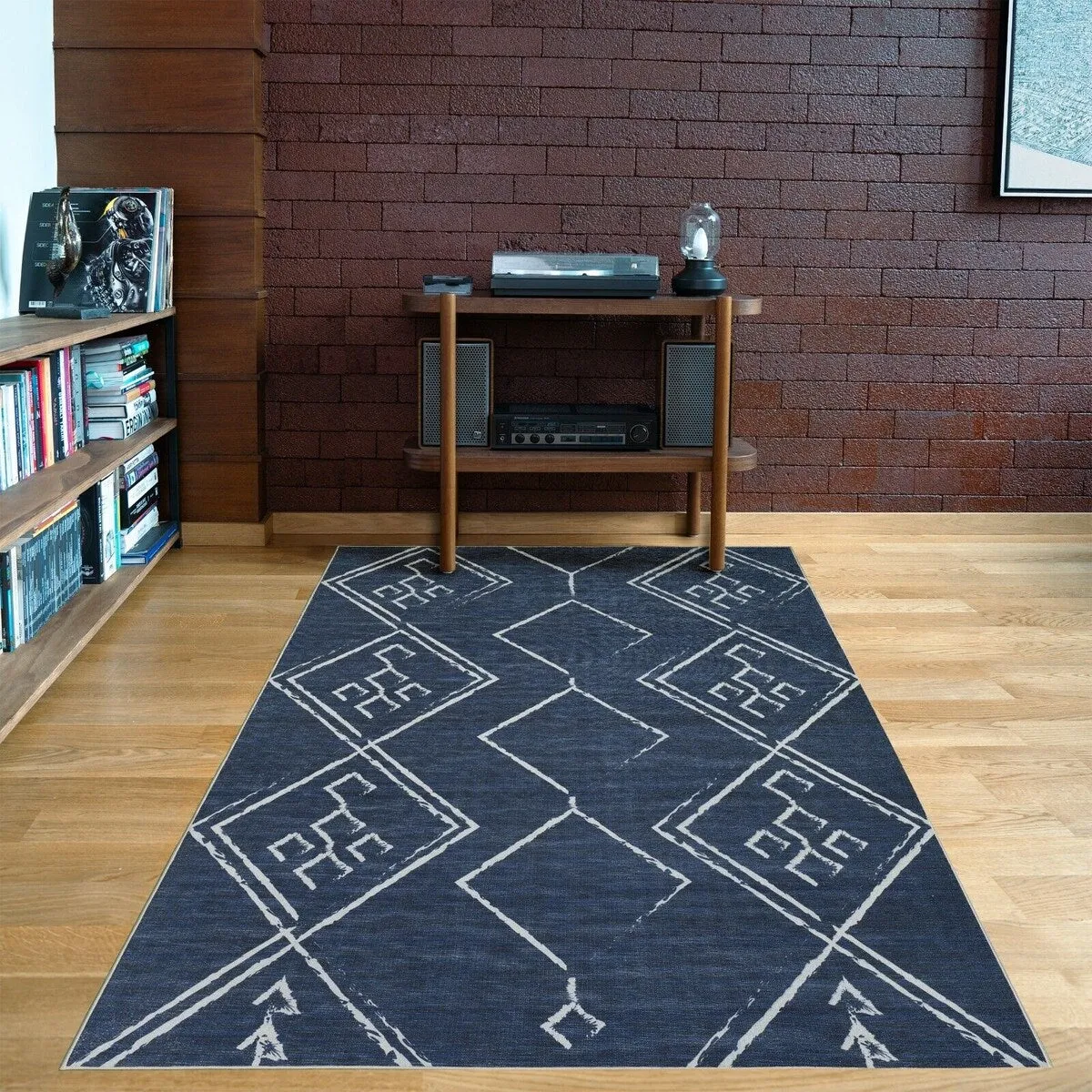 Machine Washable-Eco-Friendly Area Rug With Non-Slip Backing Aspen Tribal Moroccan Bohemian Design