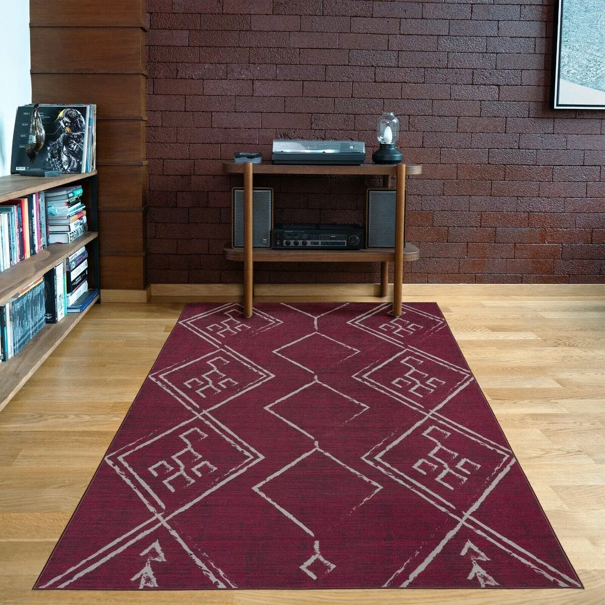 Machine Washable-Eco-Friendly Area Rug With Non-Slip Backing Aspen Tribal Moroccan Bohemian Design