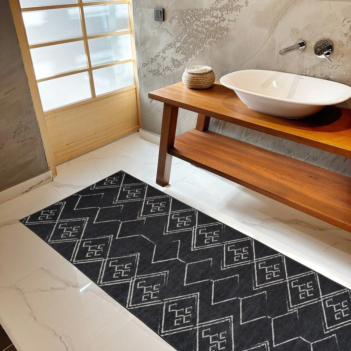 Machine Washable-Eco-Friendly Area Rug With Non-Slip Backing Aspen Tribal Moroccan Bohemian Design