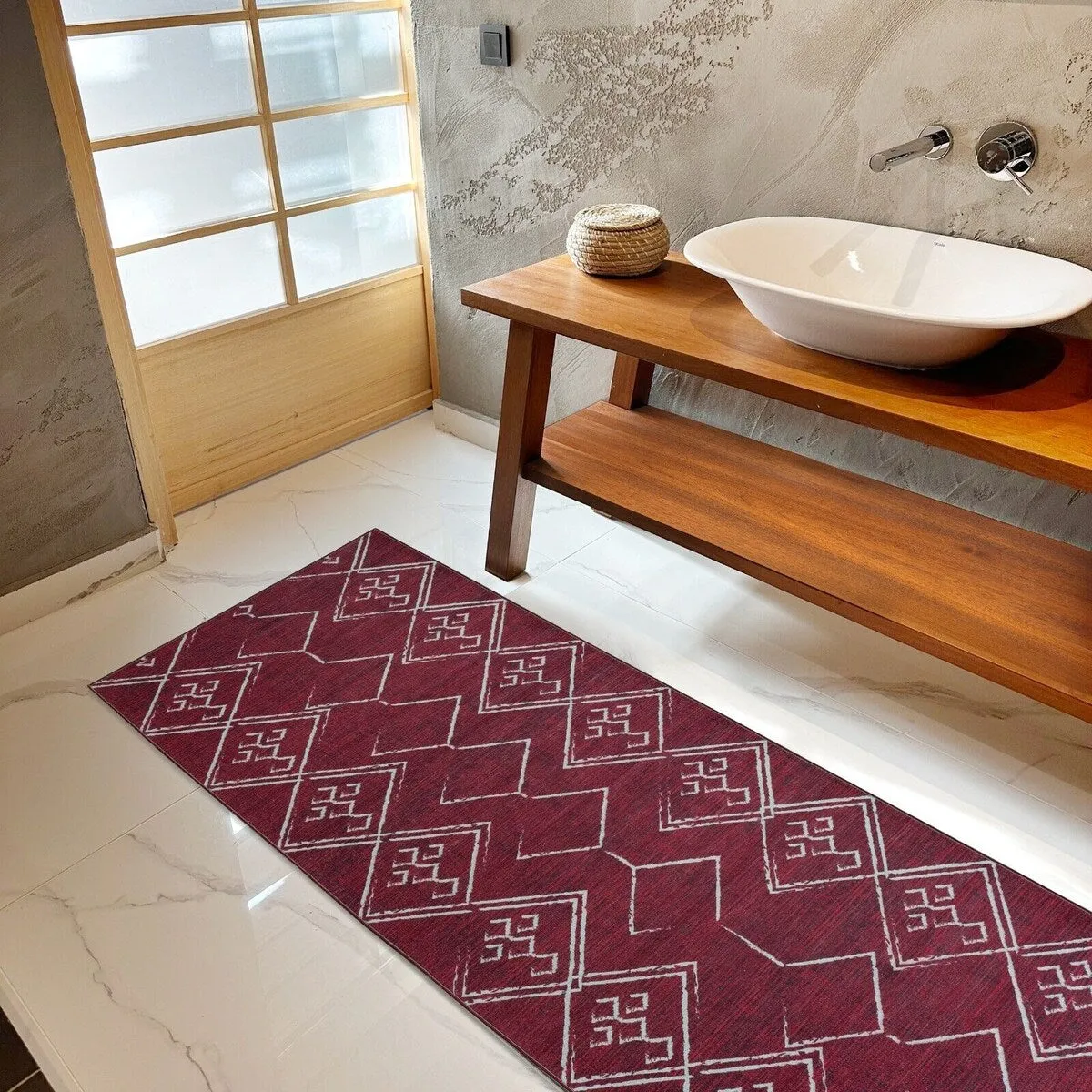 Machine Washable-Eco-Friendly Area Rug With Non-Slip Backing Aspen Tribal Moroccan Bohemian Design