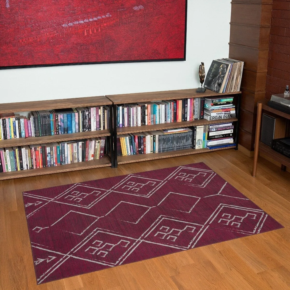 Machine Washable-Eco-Friendly Area Rug With Non-Slip Backing Aspen Tribal Moroccan Bohemian Design