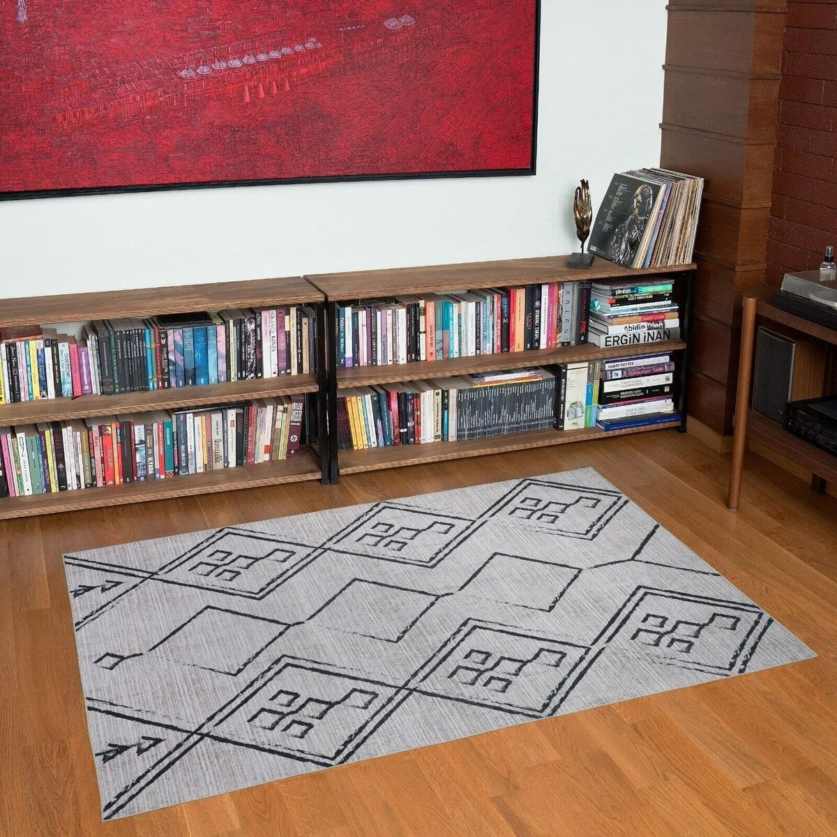 Machine Washable-Eco-Friendly Area Rug With Non-Slip Backing Aspen Tribal Moroccan Bohemian Design