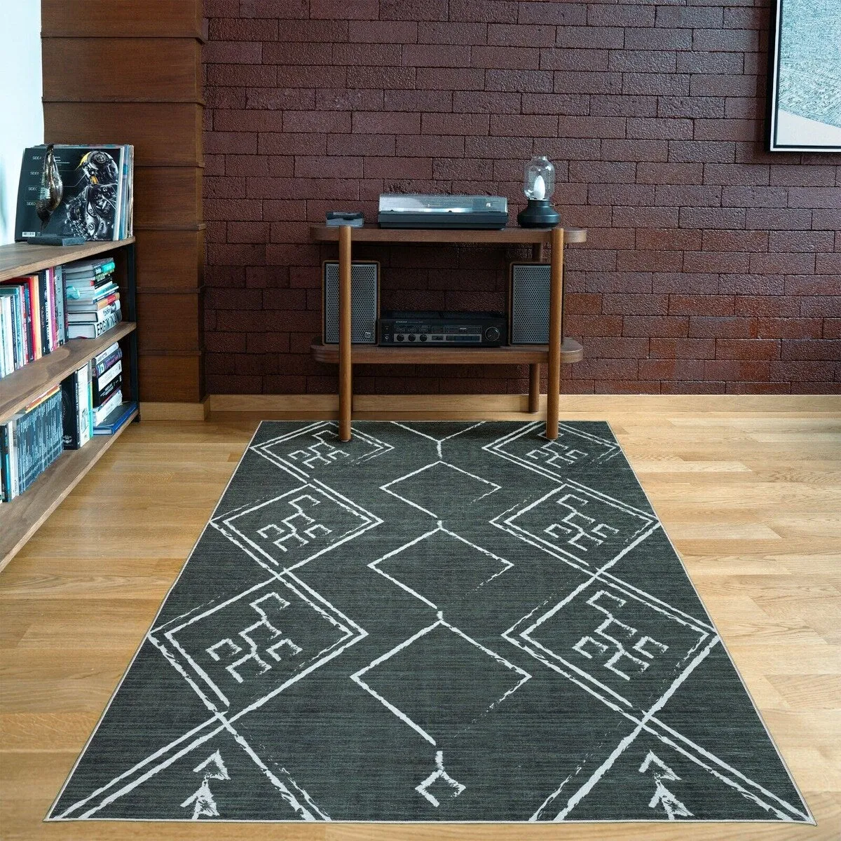 Machine Washable-Eco-Friendly Area Rug With Non-Slip Backing Aspen Tribal Moroccan Bohemian Design